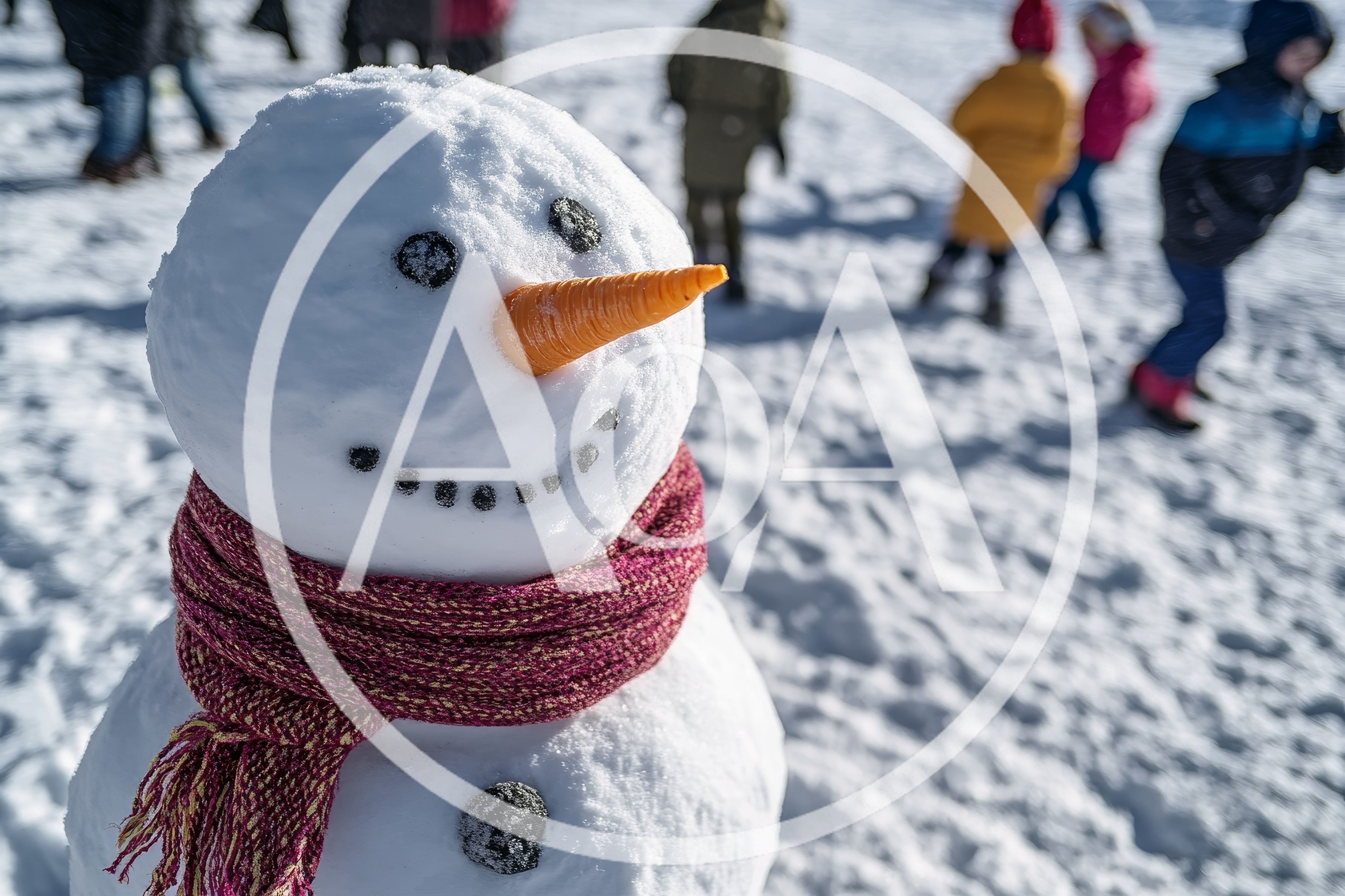 Close Up Of A Snowman With A Scarf