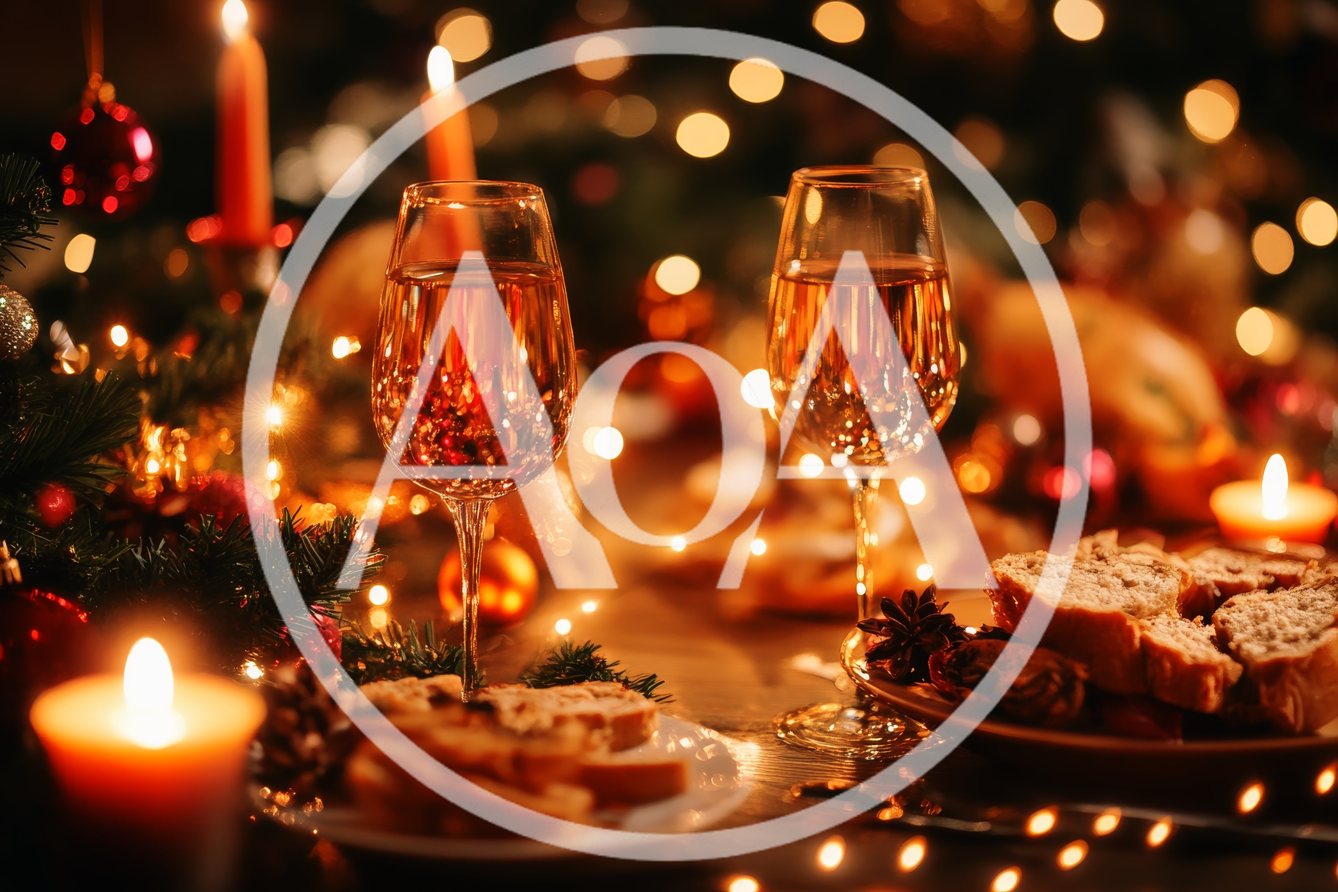 Two Glasses Of Wine On A Festive Christmas Table