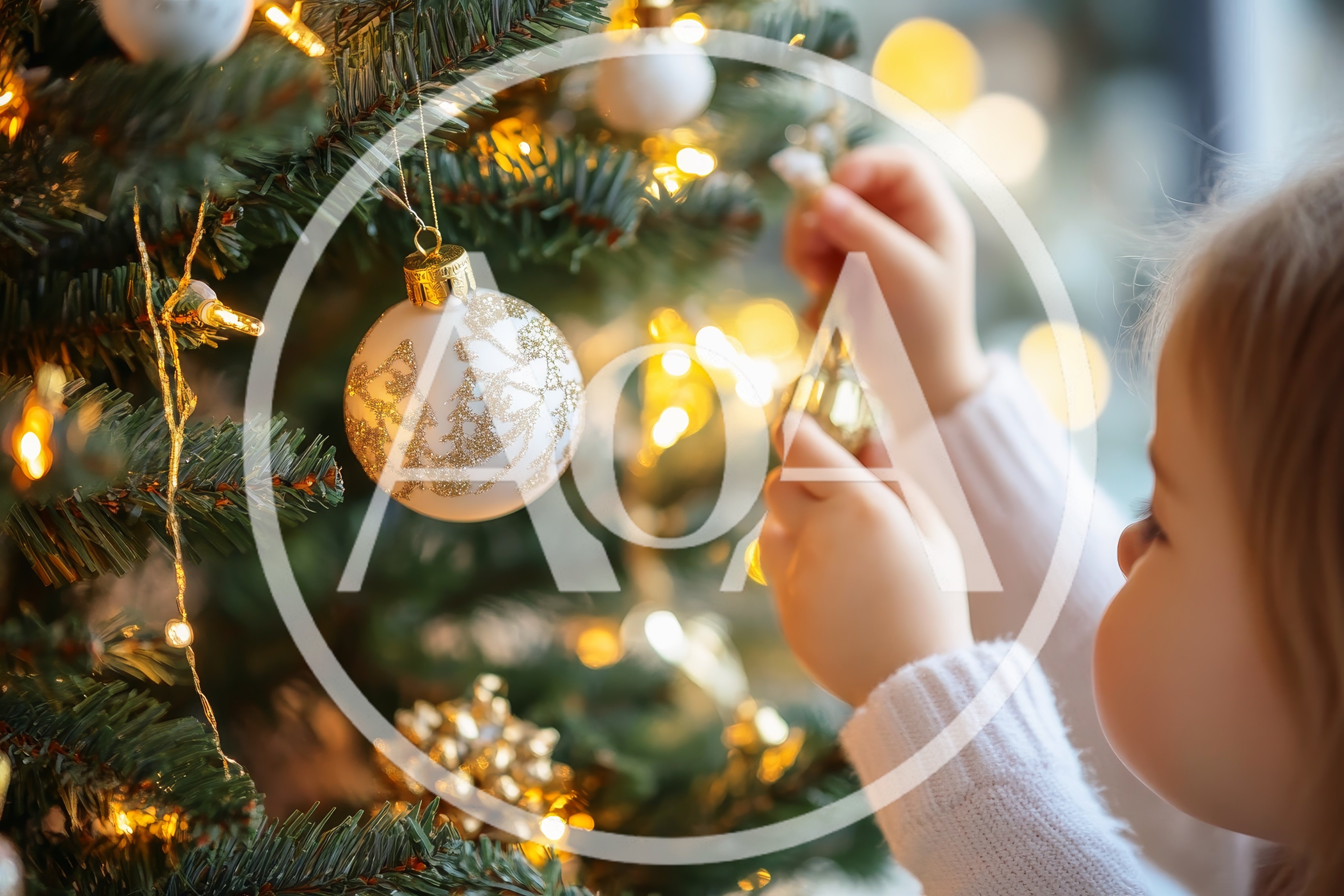 Young Child Decorating Christmas Tree With Ornaments