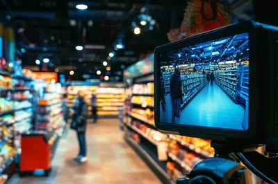 Camera Recording Footage Of Grocery Store Aisle