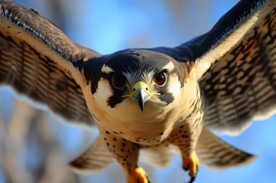 Peregrine Falcon Flying Directly Toward Camera