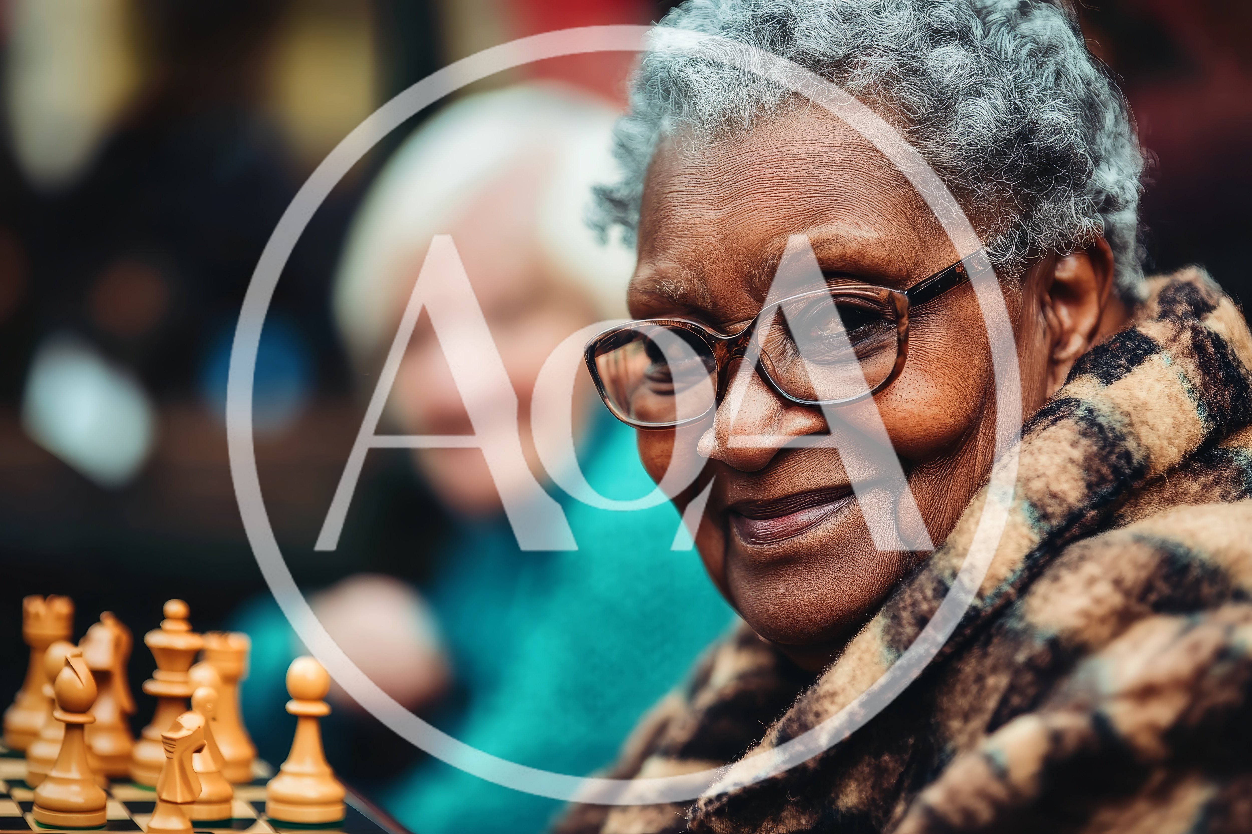 Elderly Woman Playing Chess With A Friend