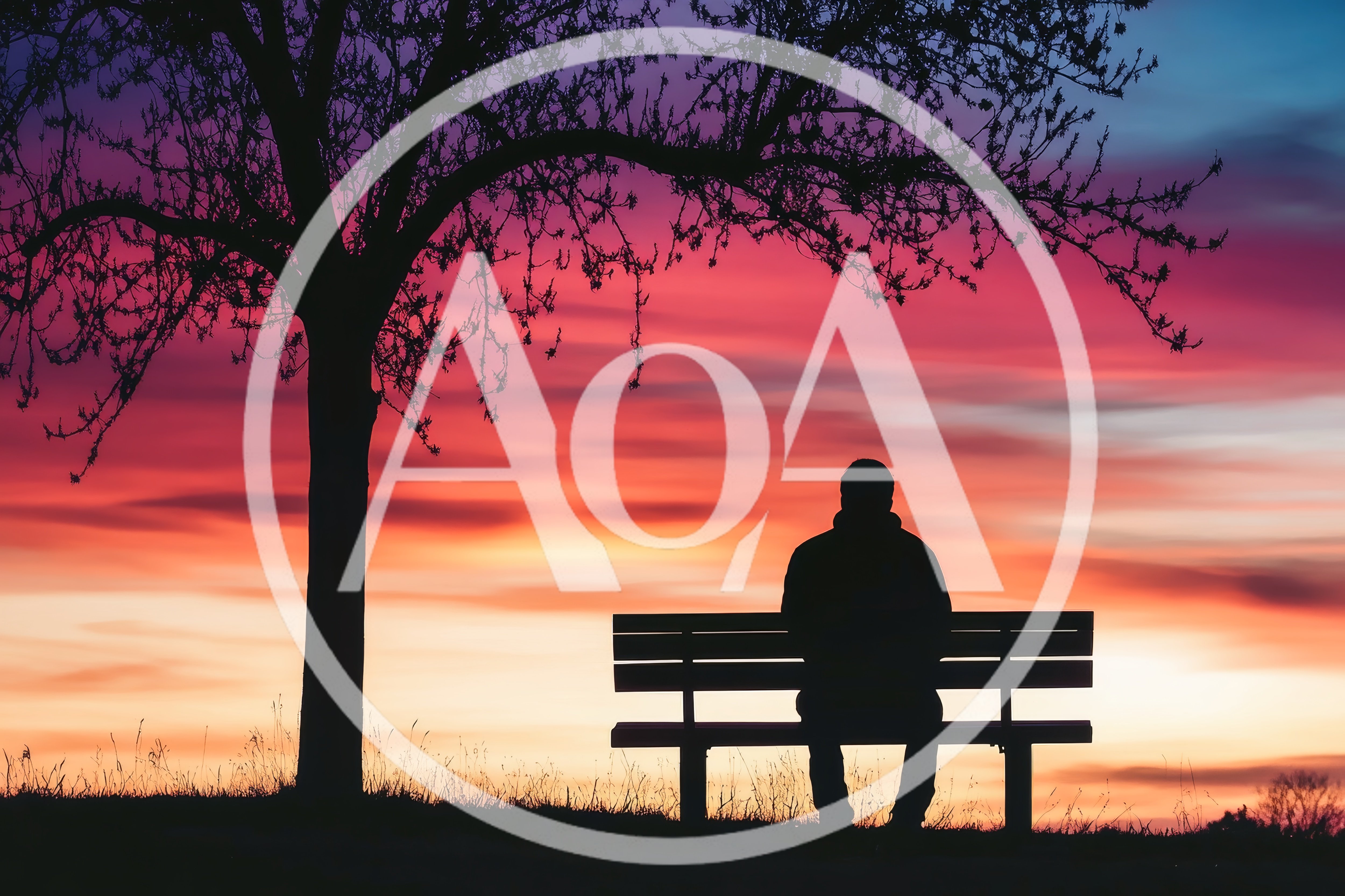 Silhouette Of A Man Sitting On A Park Bench