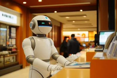 Humanoid Robot Working at a Retail Store Counter