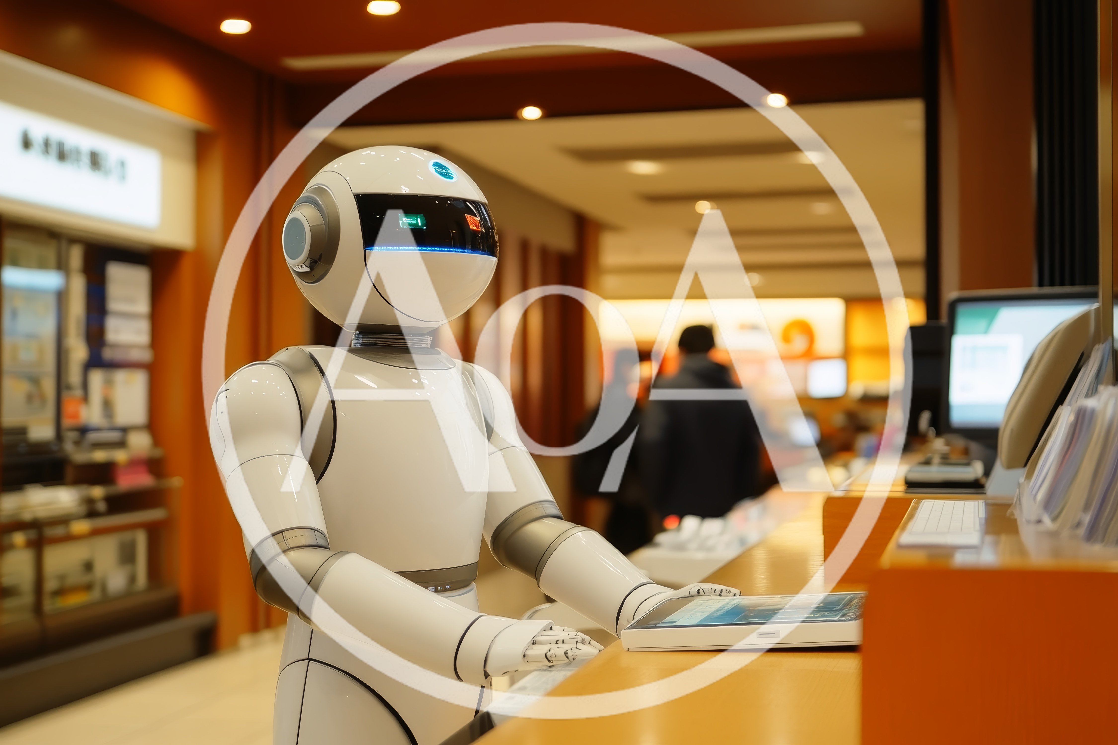 Humanoid Robot Working at a Retail Store Counter