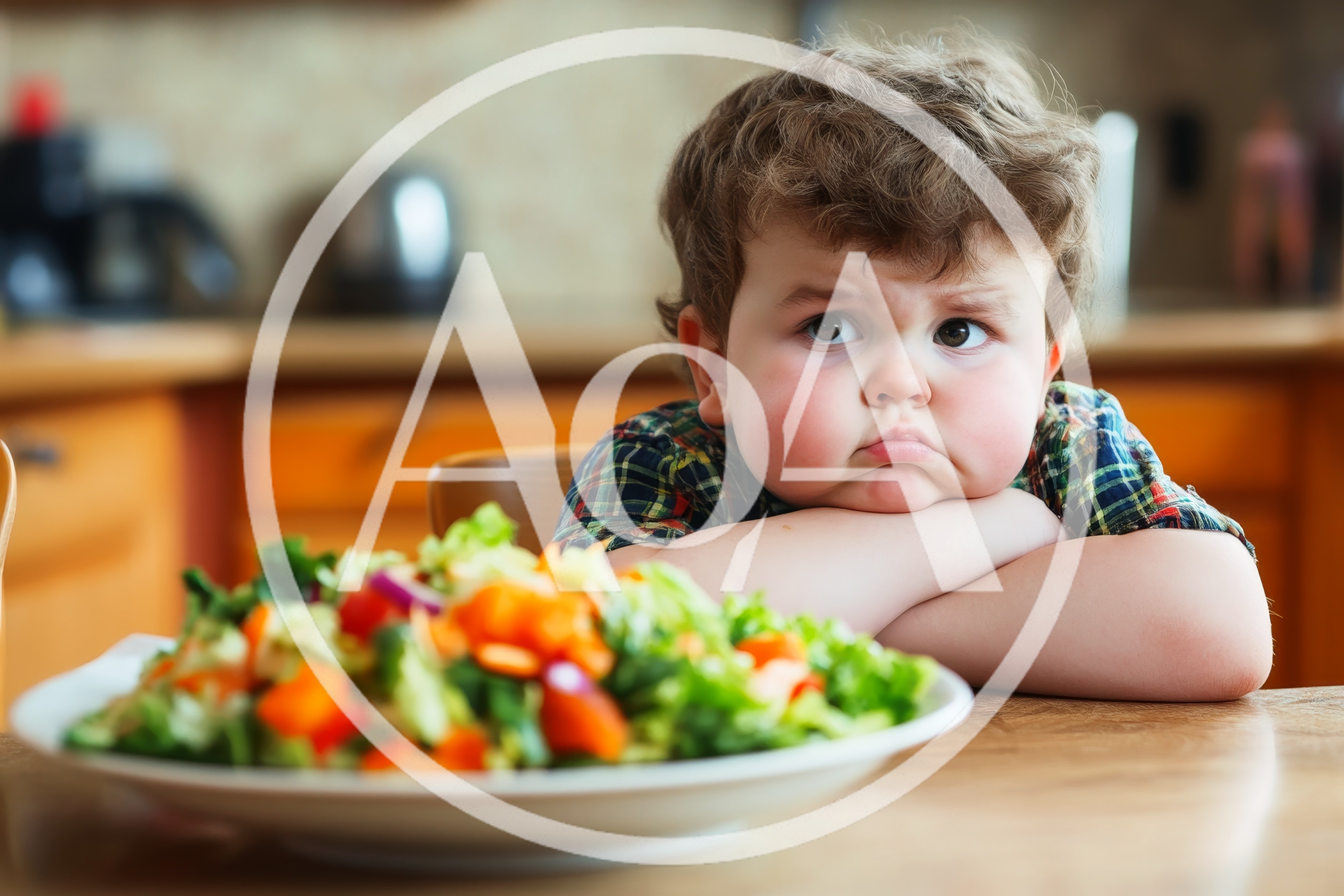 Unhappy Toddler Refusing To Eat A Healthy Salad