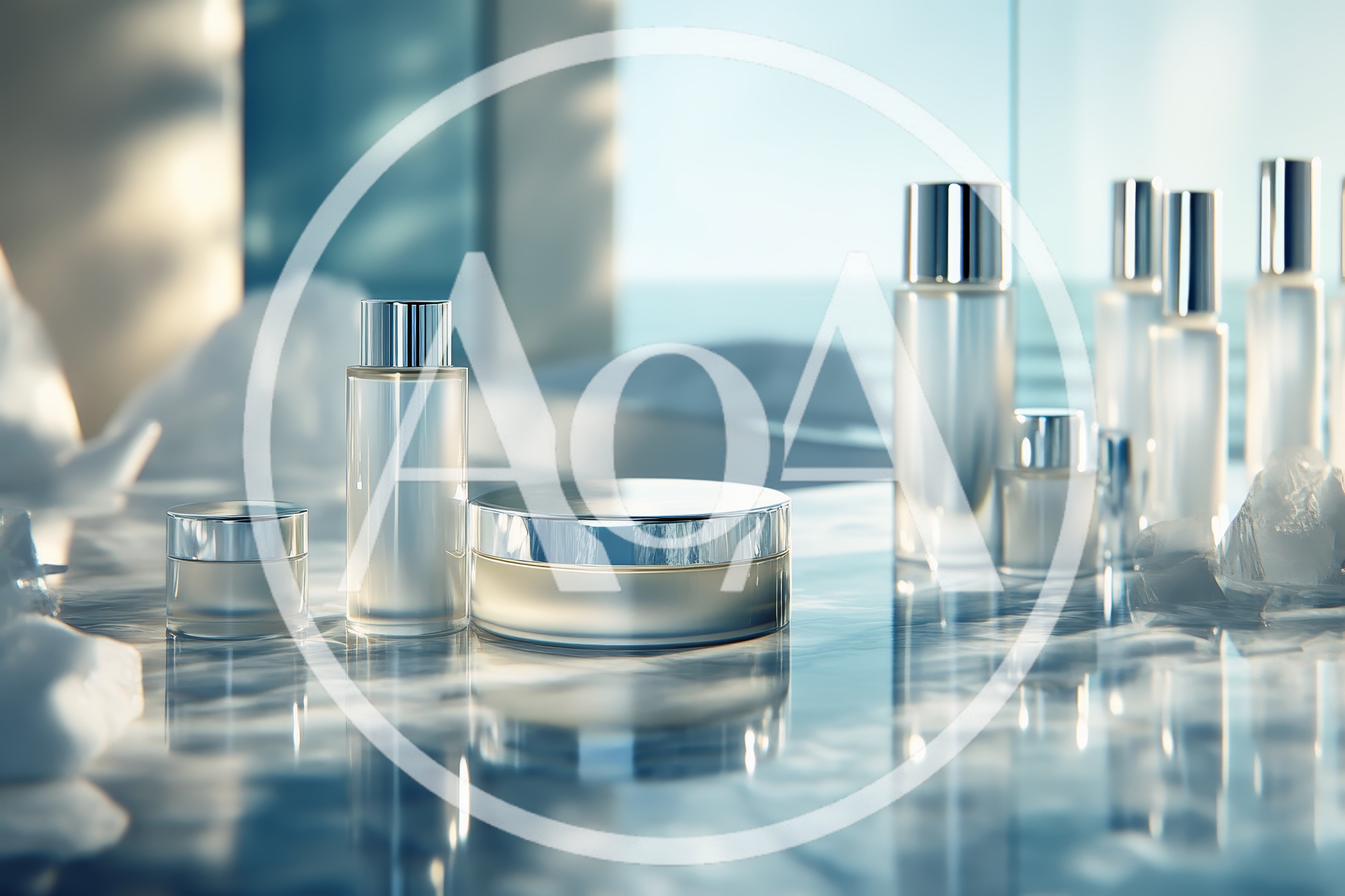 Luxury Skincare Product Set On Marble Surface
