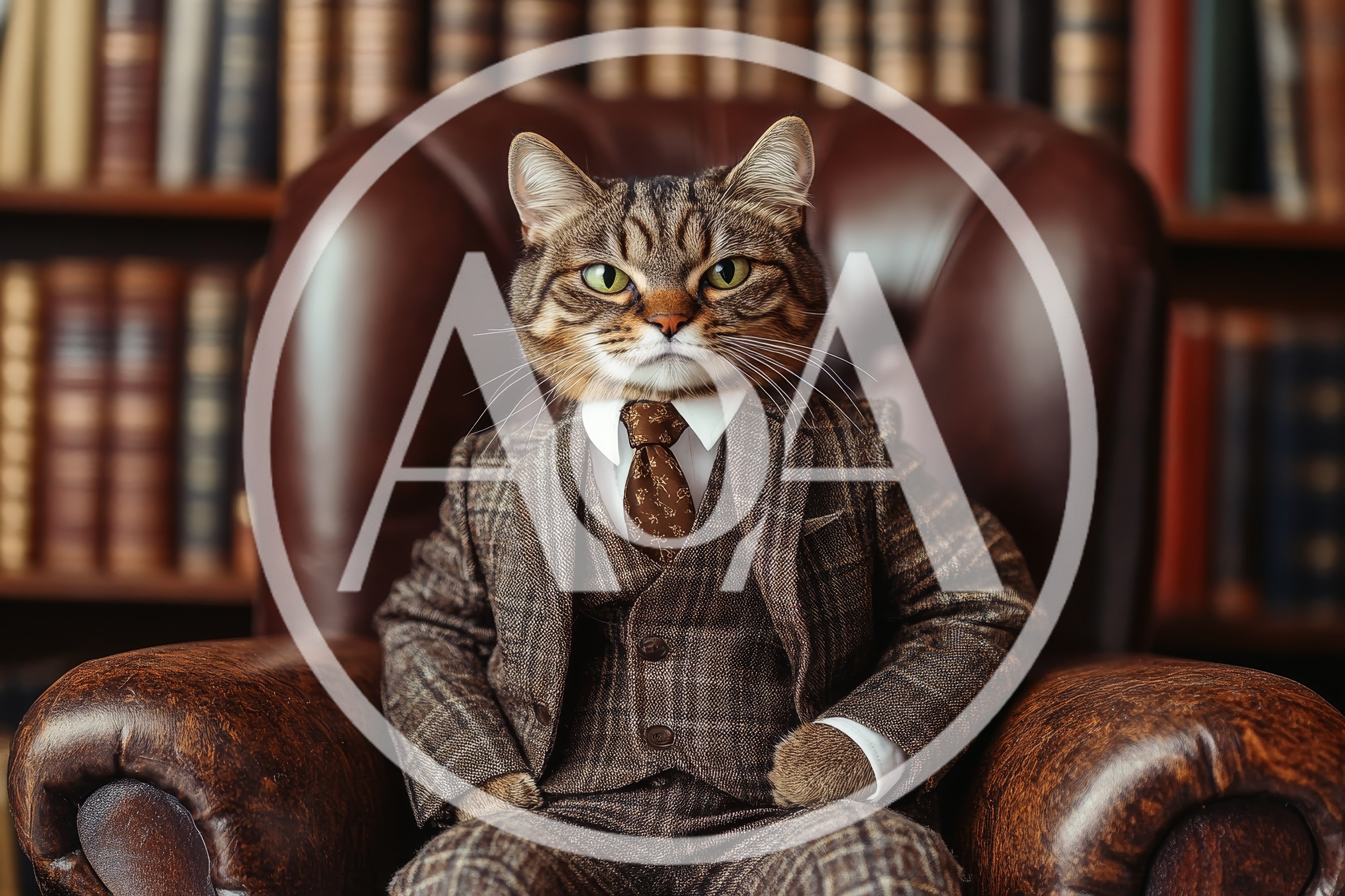 Sophisticated Tabby Cat Dressed In A Tweed Suit