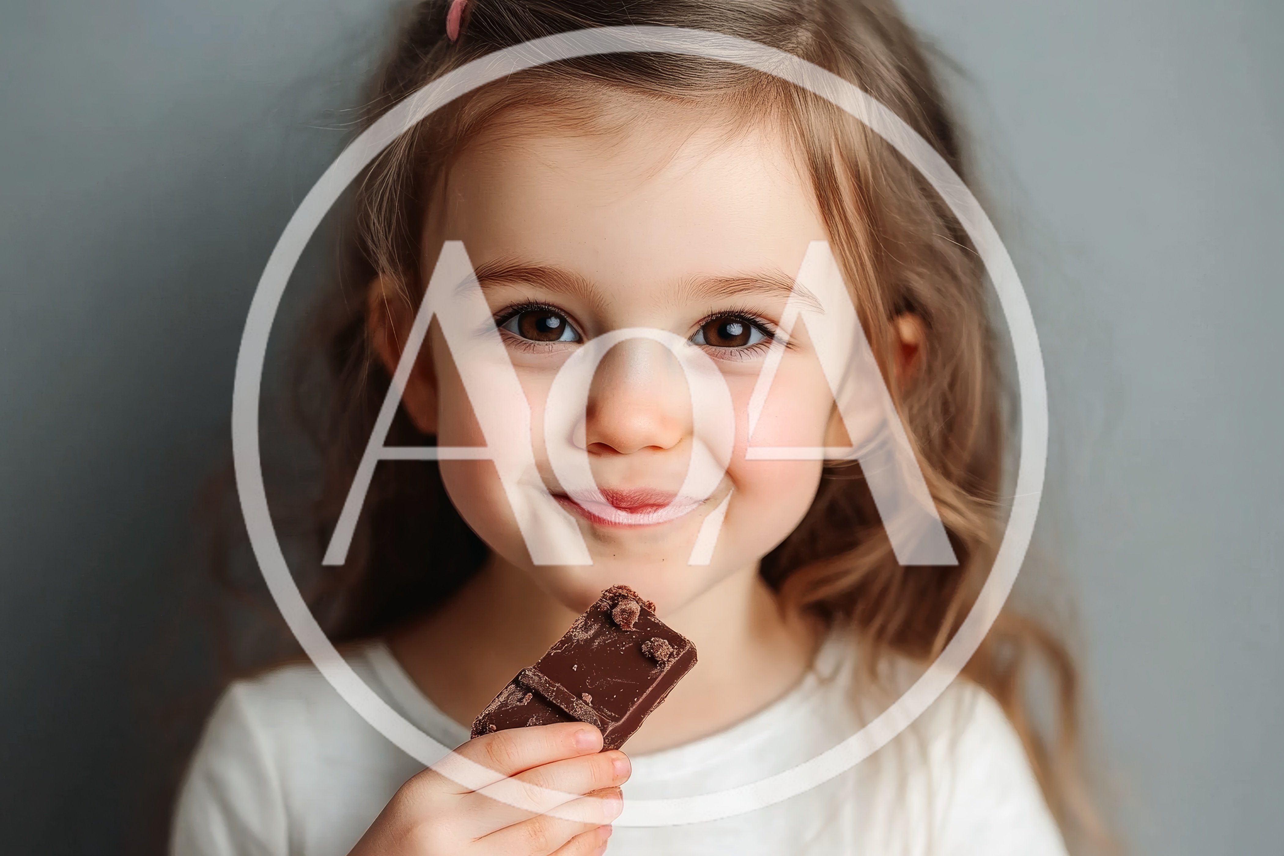 Little Girl Eating A Piece Of Dark Chocolate