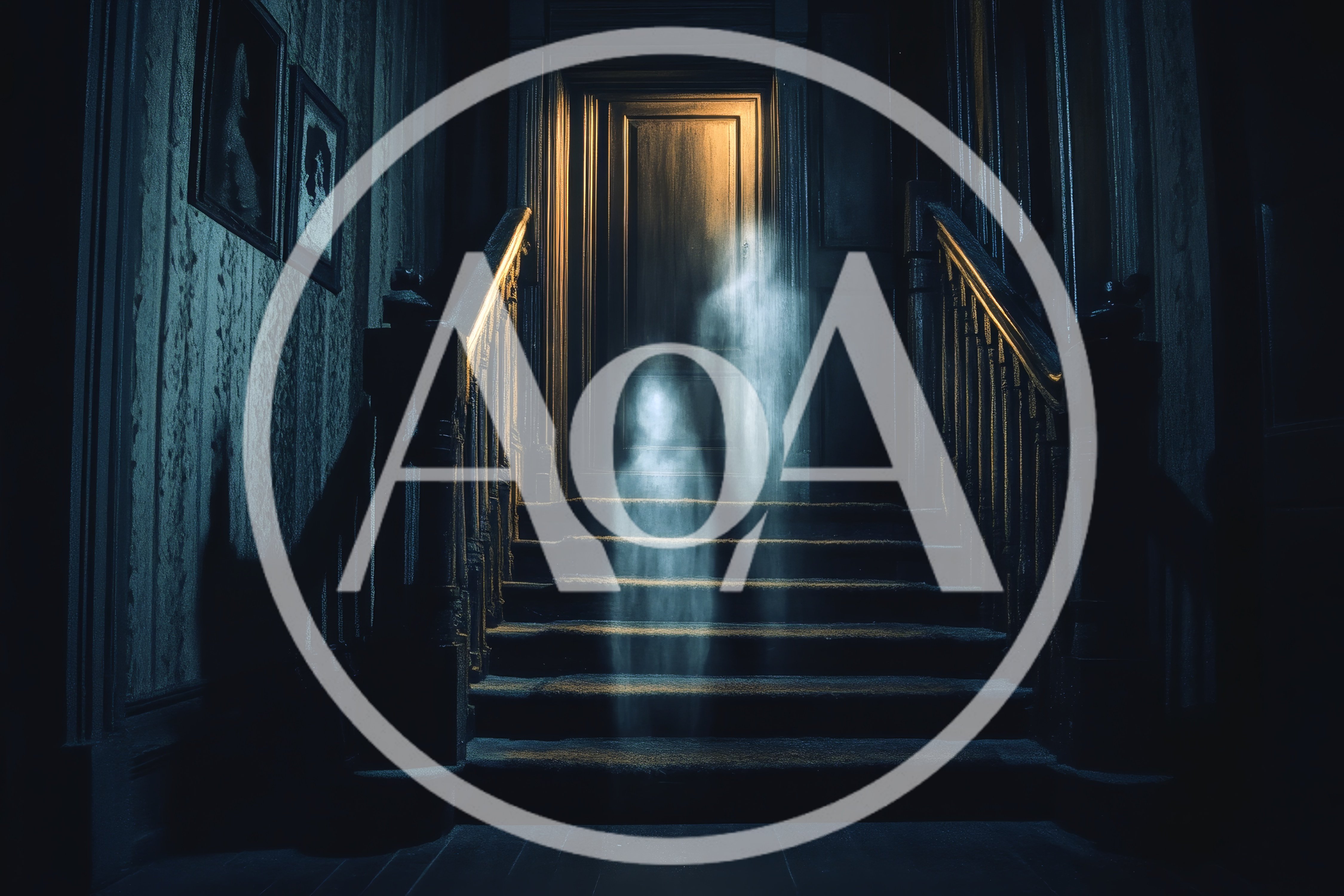 Ghostly Apparitions Haunting A Dark Victorian Staircase