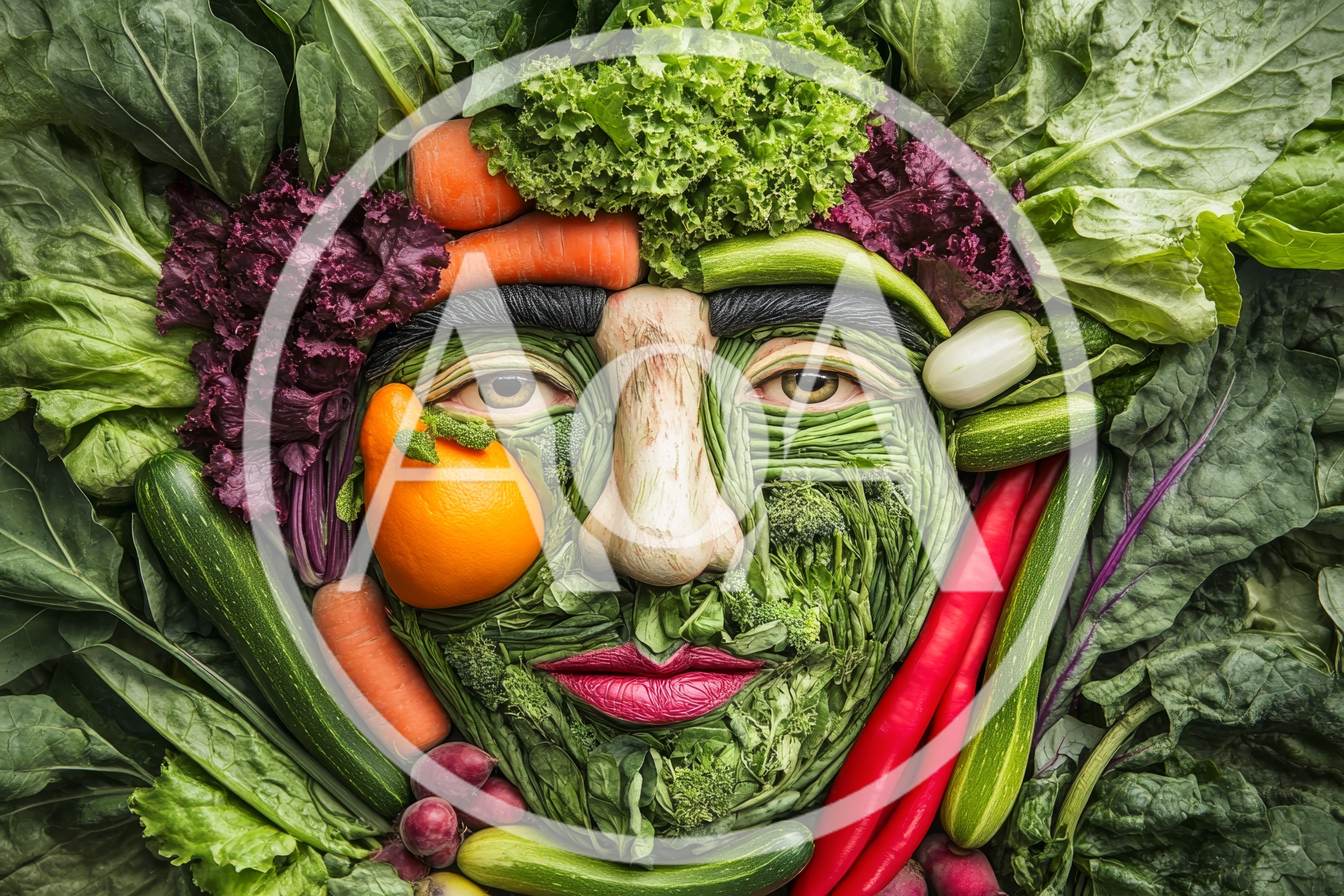 Surreal Human Face Made From Fresh Vegetables