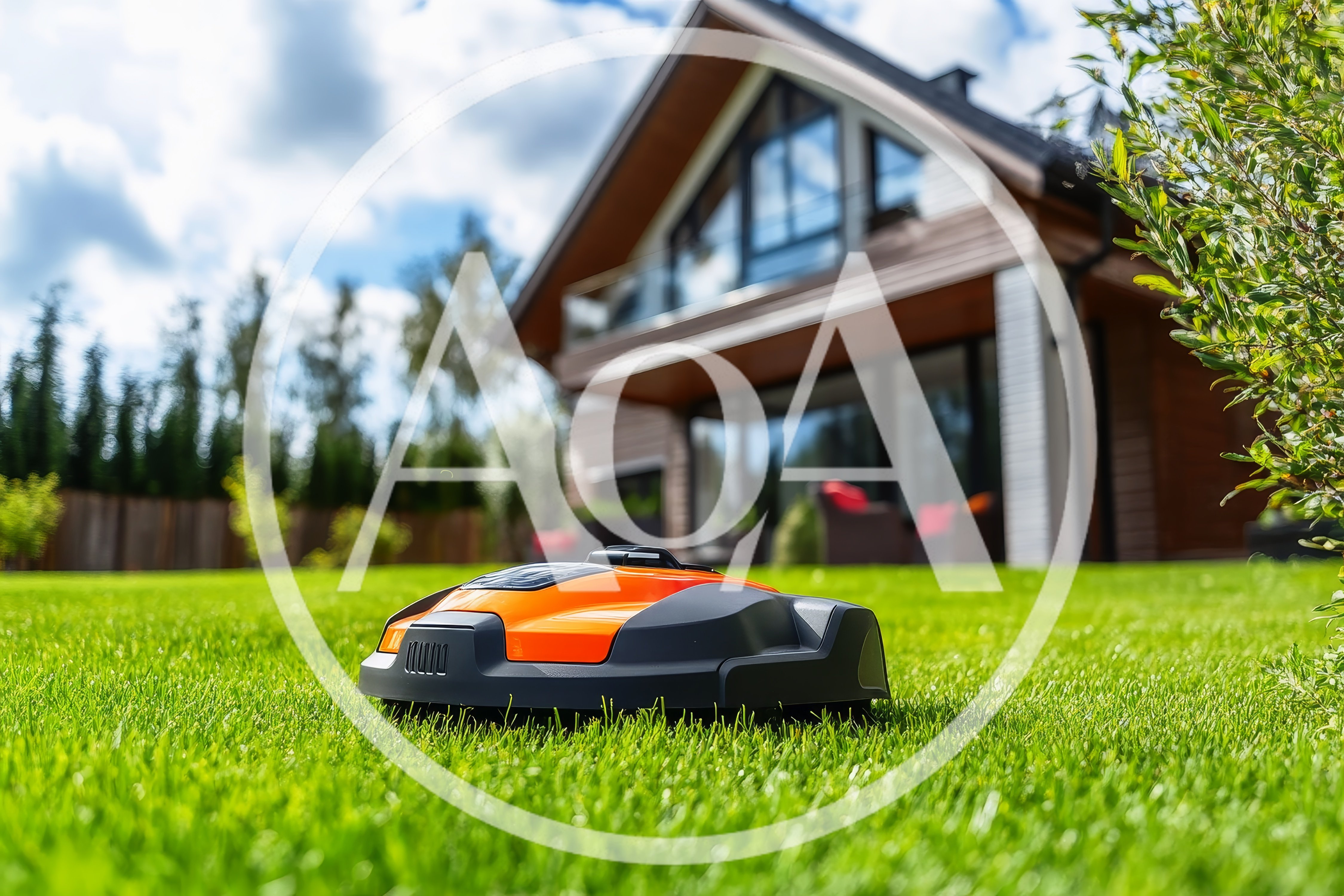 Autonomous Robotic Lawn Mower Working On Residential Grass