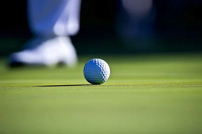 Golf Ball Resting On A Putting Green