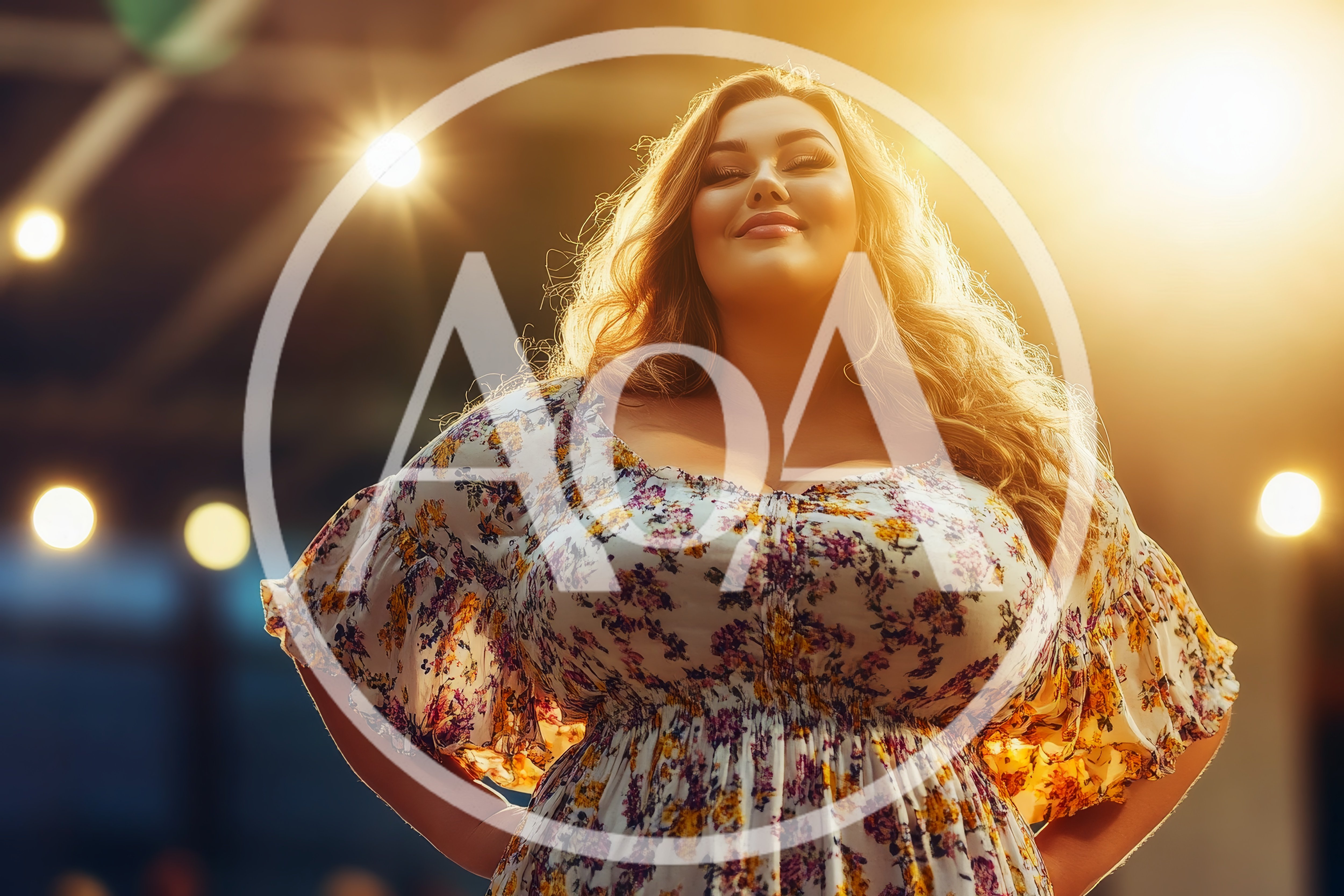 Confident Plus Size Woman Standing In Golden Hour Light