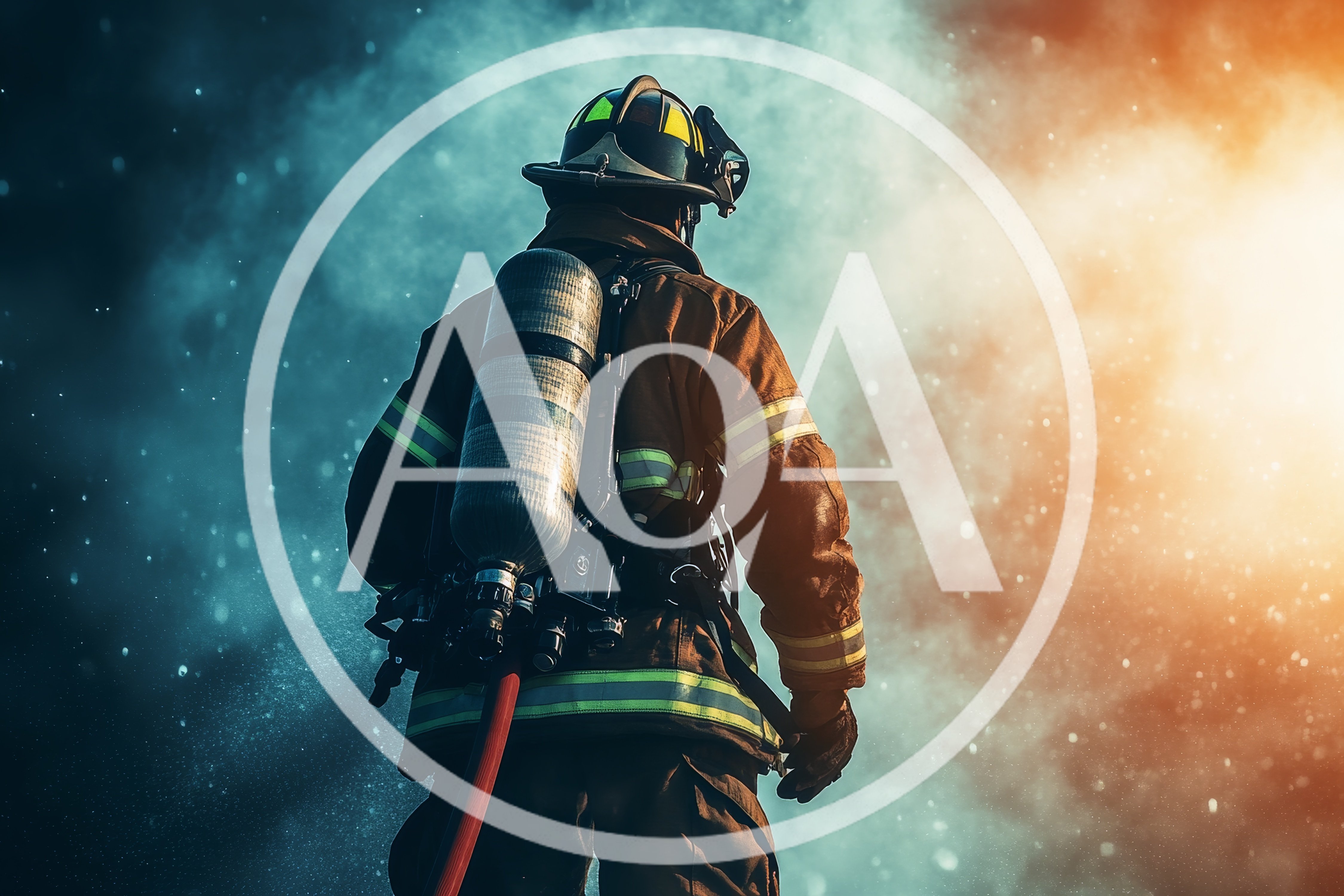 Firefighter Standing In Smoke And Embers