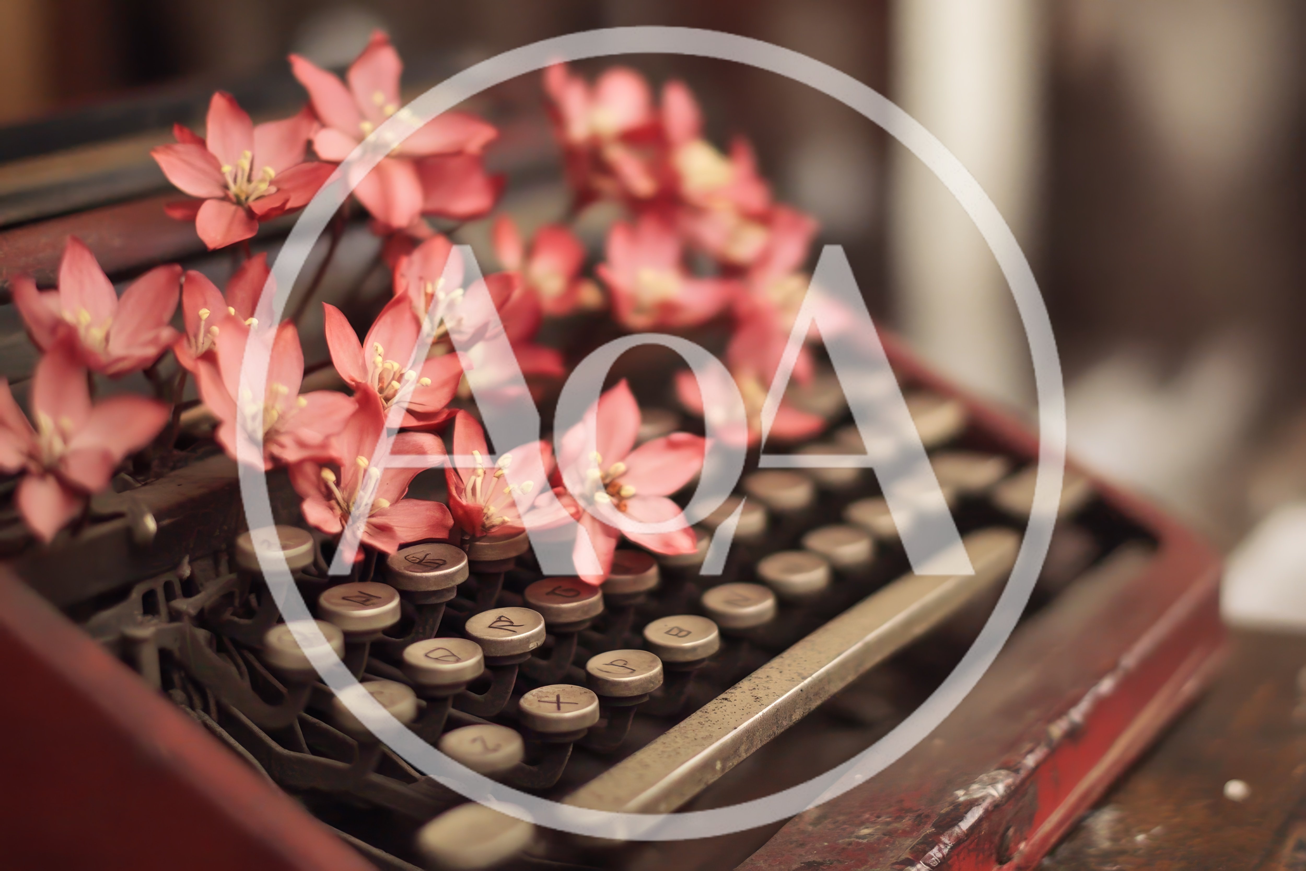 Vintage Typewriter Decorated With Pink Flowers