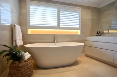Modern Bathroom Interior With Freestanding Bathtub