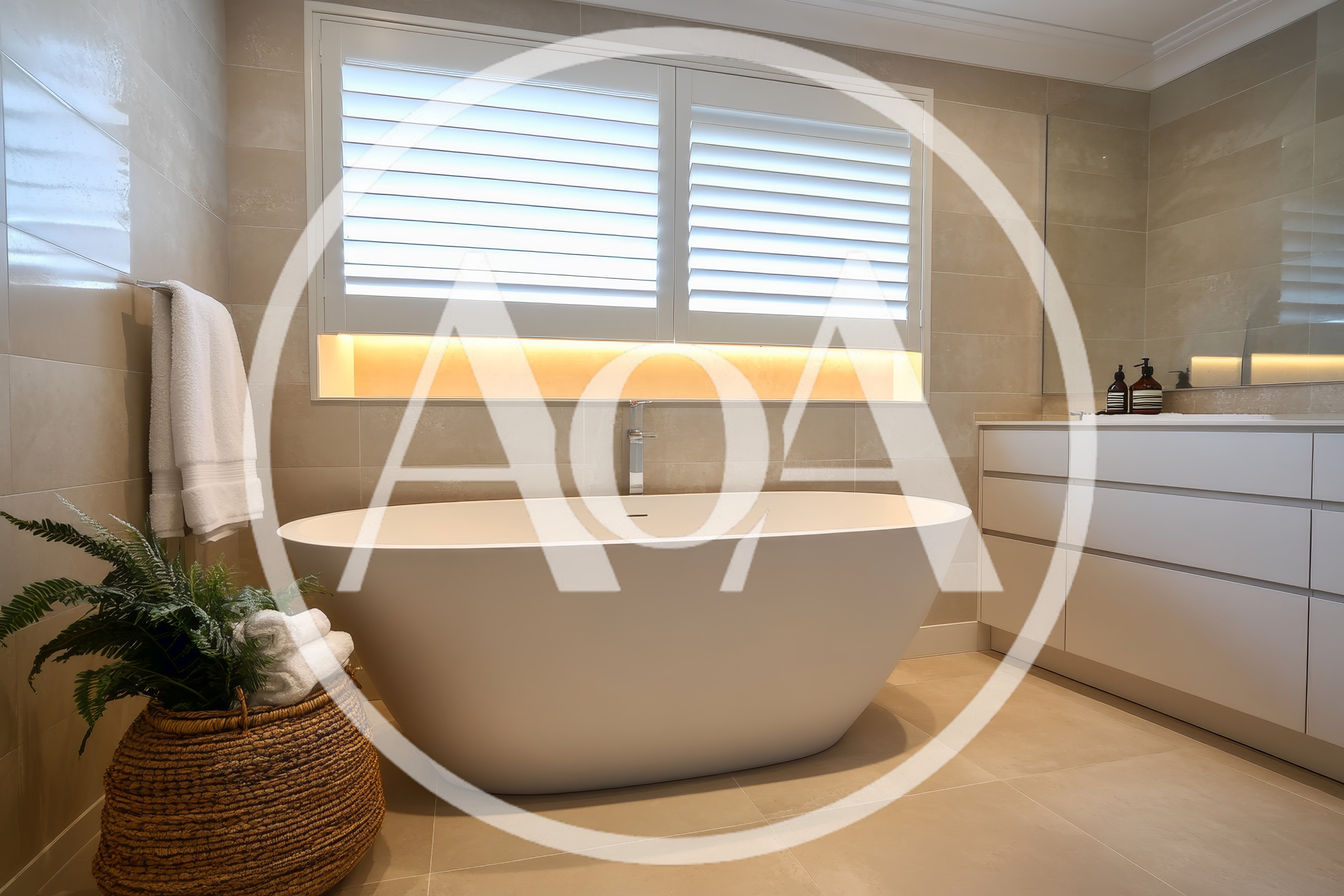 Modern Bathroom Interior With Freestanding Bathtub