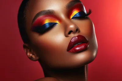 Portrait Of A Woman With Vibrant Artistic Makeup