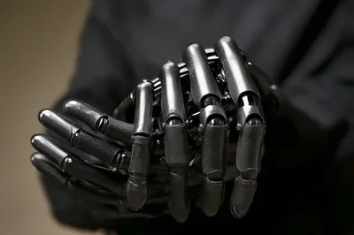 Close Up Of A Metallic Robotic Hand