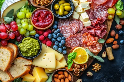 Gourmet Charcuterie Board With Assorted Meats And Cheeses
