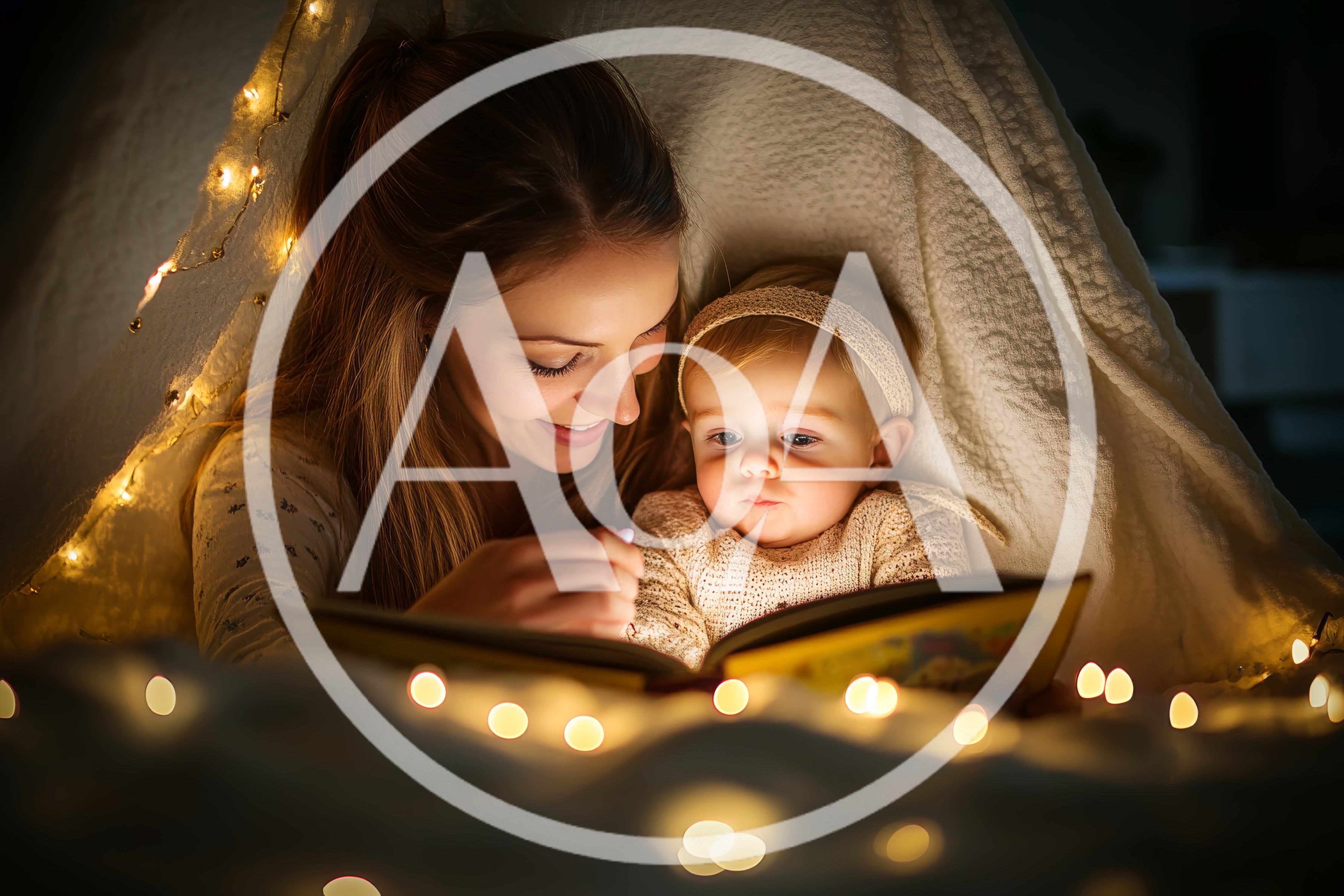 Mother Reading Bedtime Story To Baby In Blanket Fort