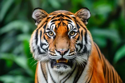 Close Up Portrait Of A Majestic Sumatran Tiger