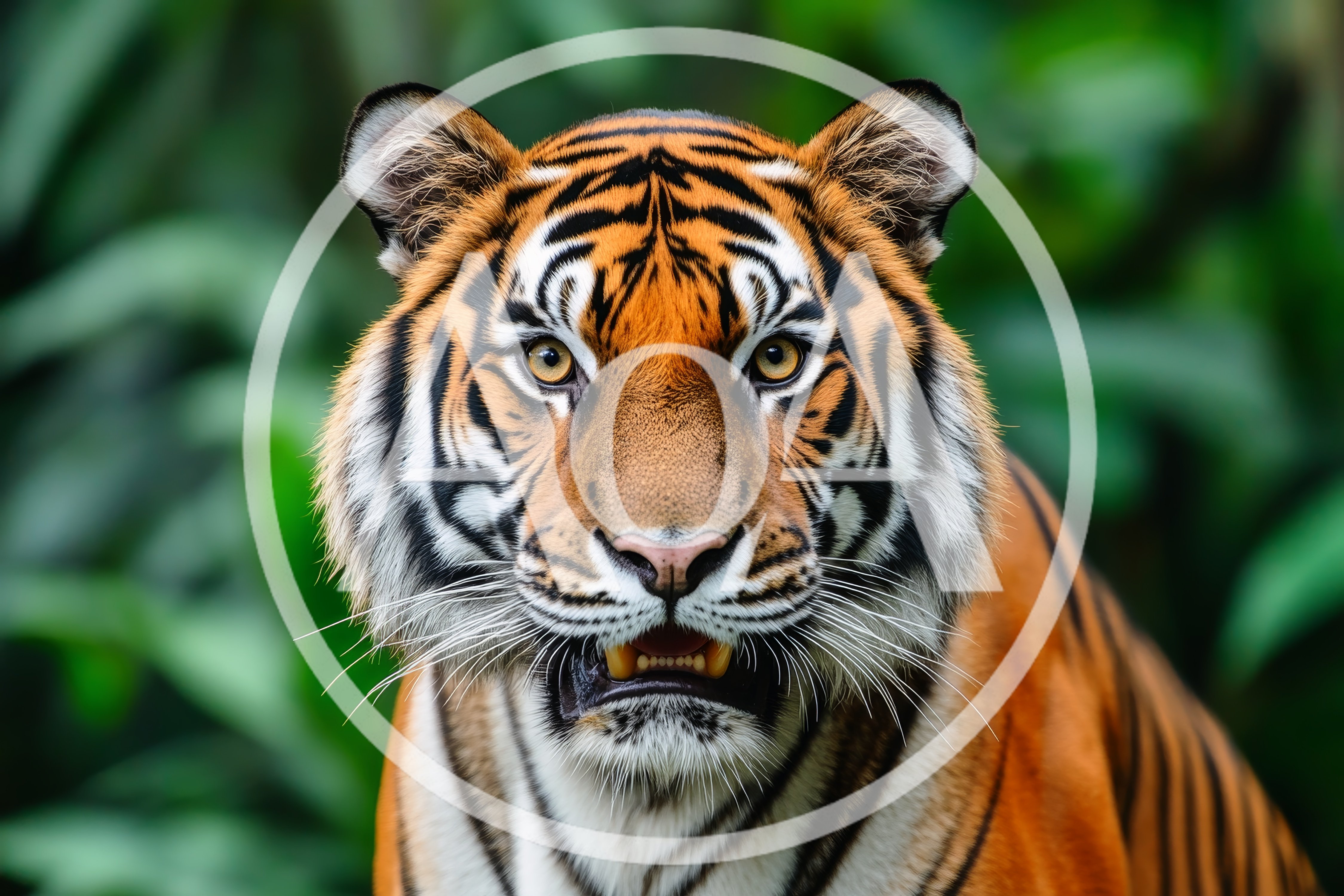 Close Up Portrait Of A Majestic Sumatran Tiger