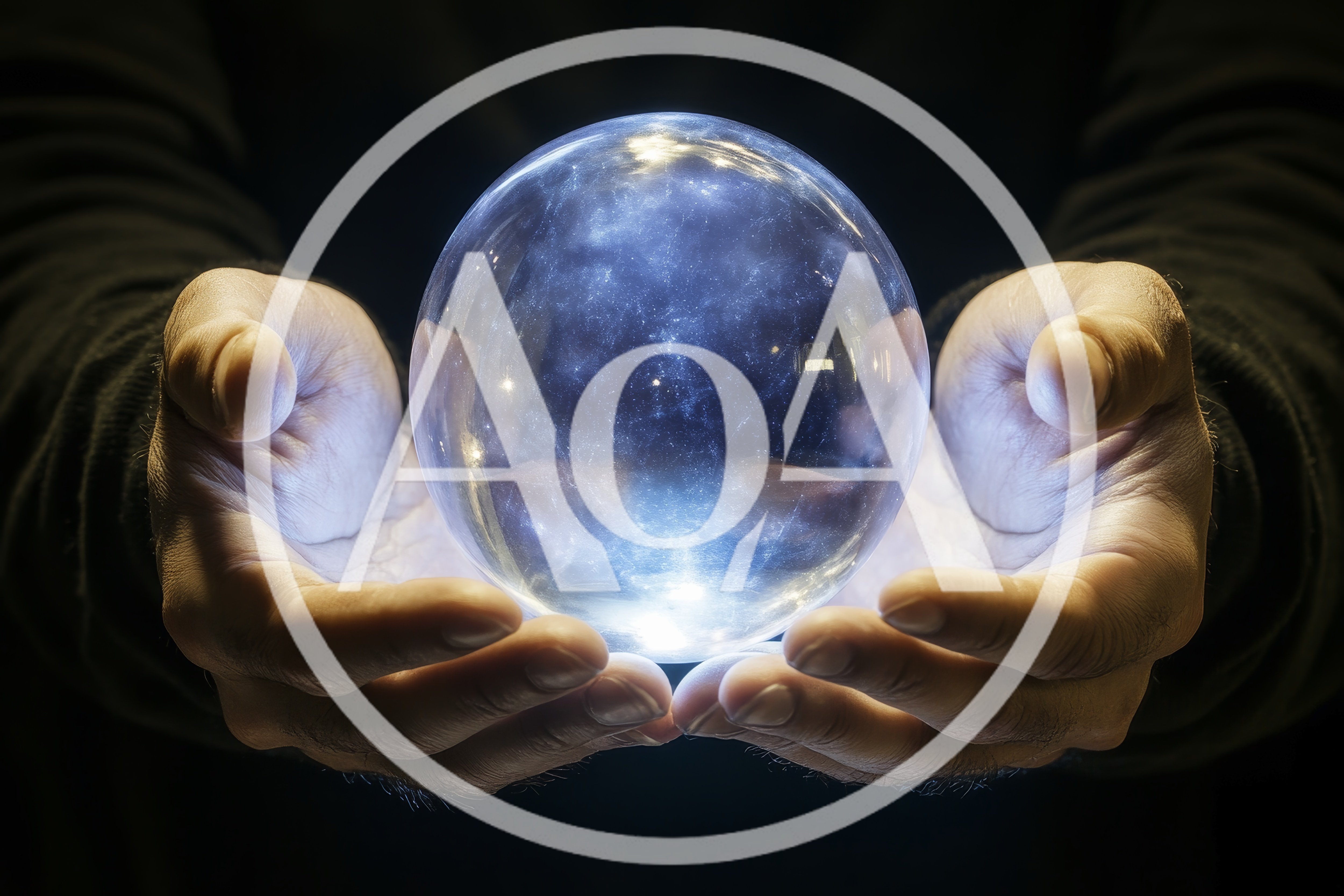 Person Holding A Glowing Crystal Ball With Galaxy Imagery