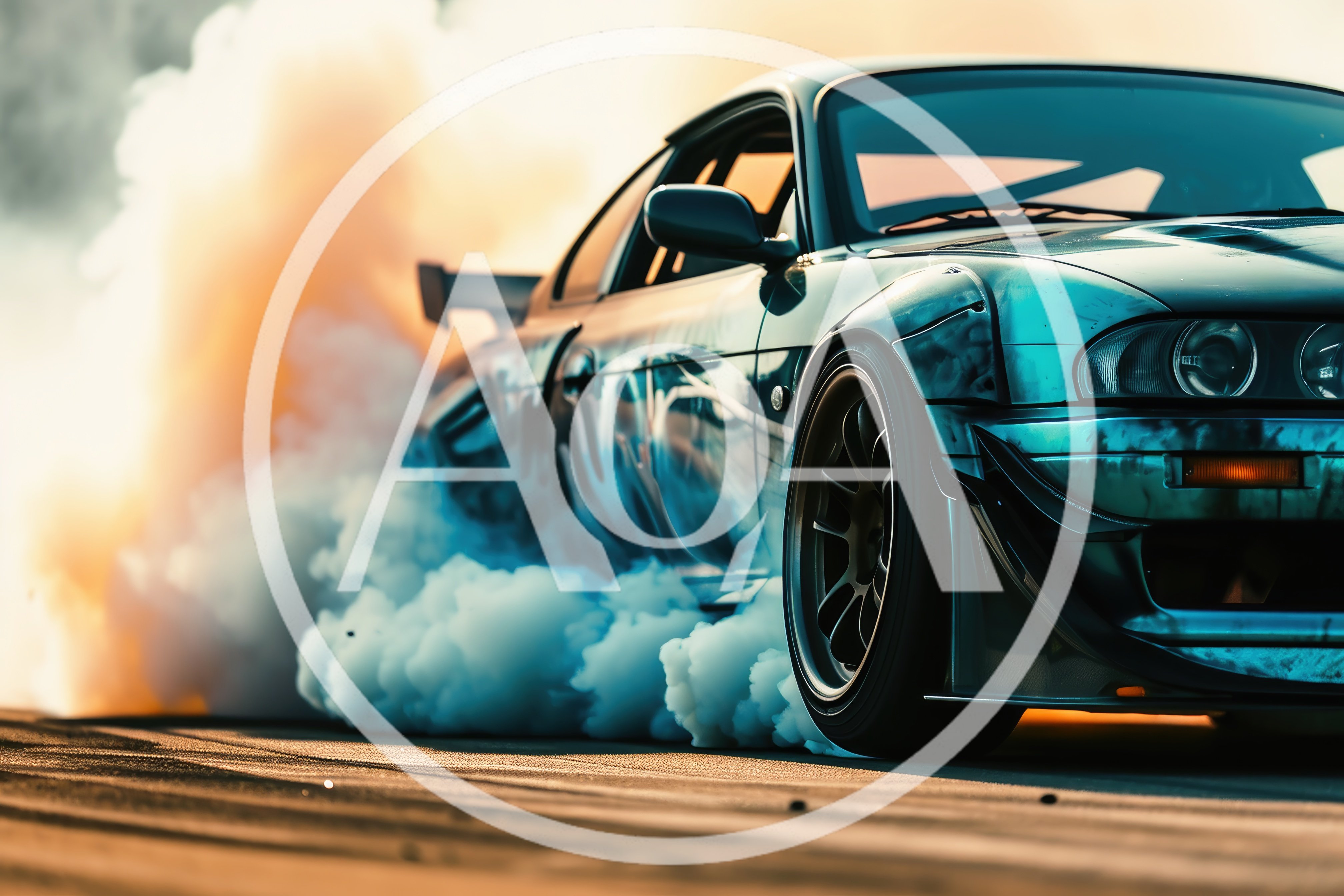 Modified Sports Car Performing A High Speed Drift