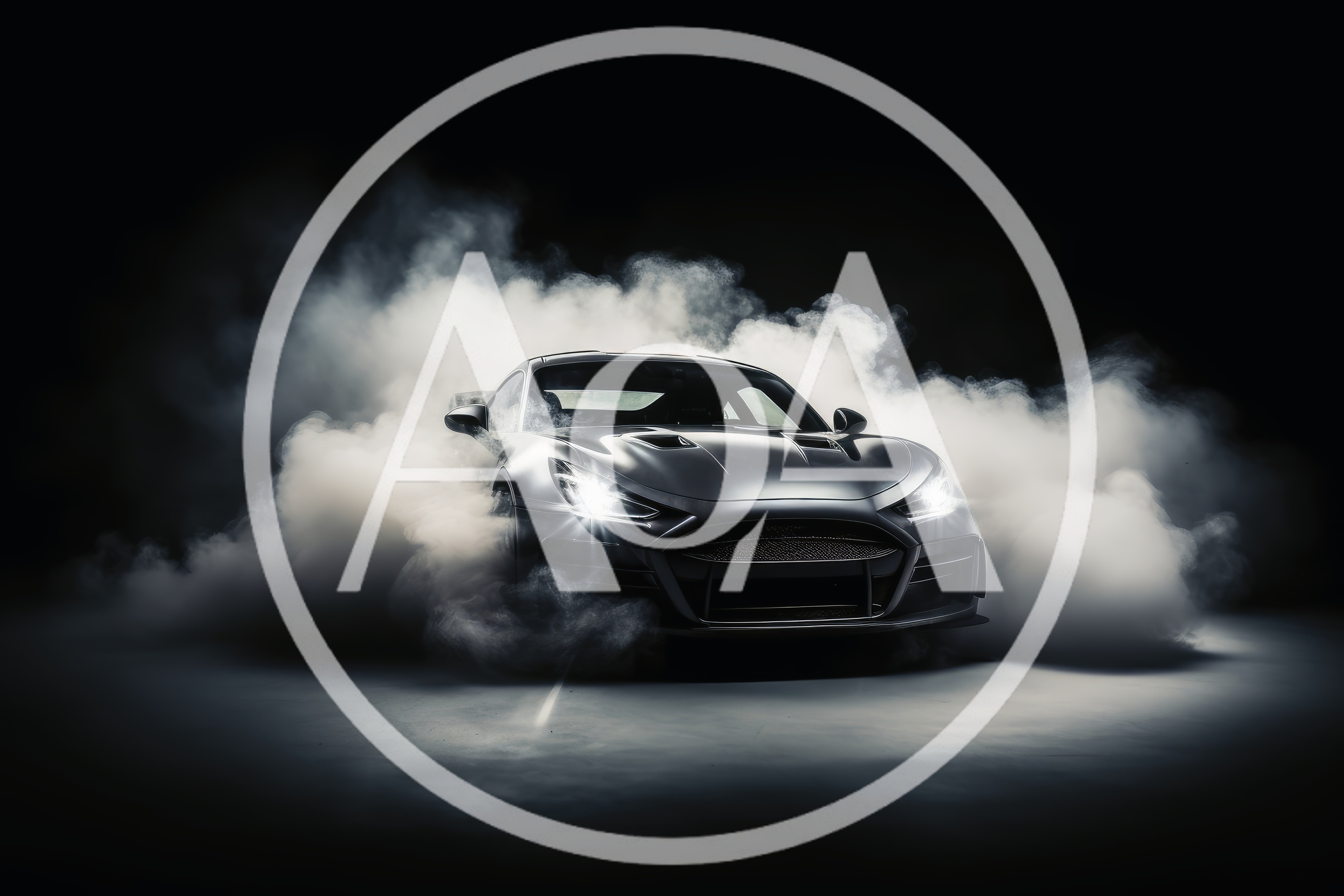 Black Sports Car Drifting In Thick Smoke