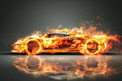 Supercar Engulfed In Intense Digital Fire Effects