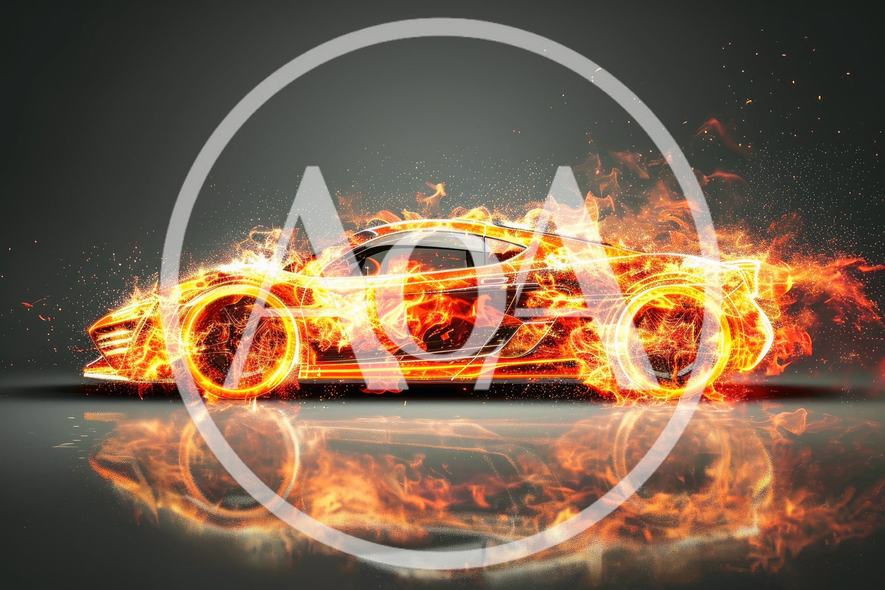 Supercar Engulfed In Intense Digital Fire Effects
