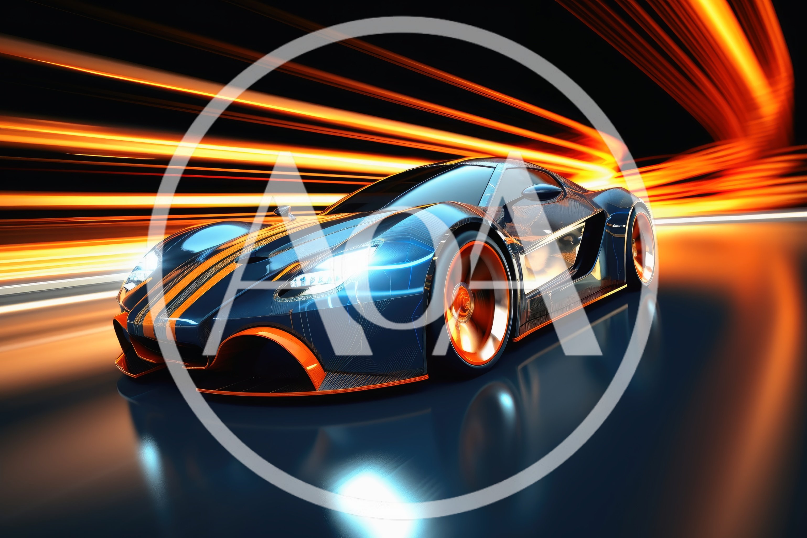 Futuristic Sports Car Speeding Through A Neon Tunnel
