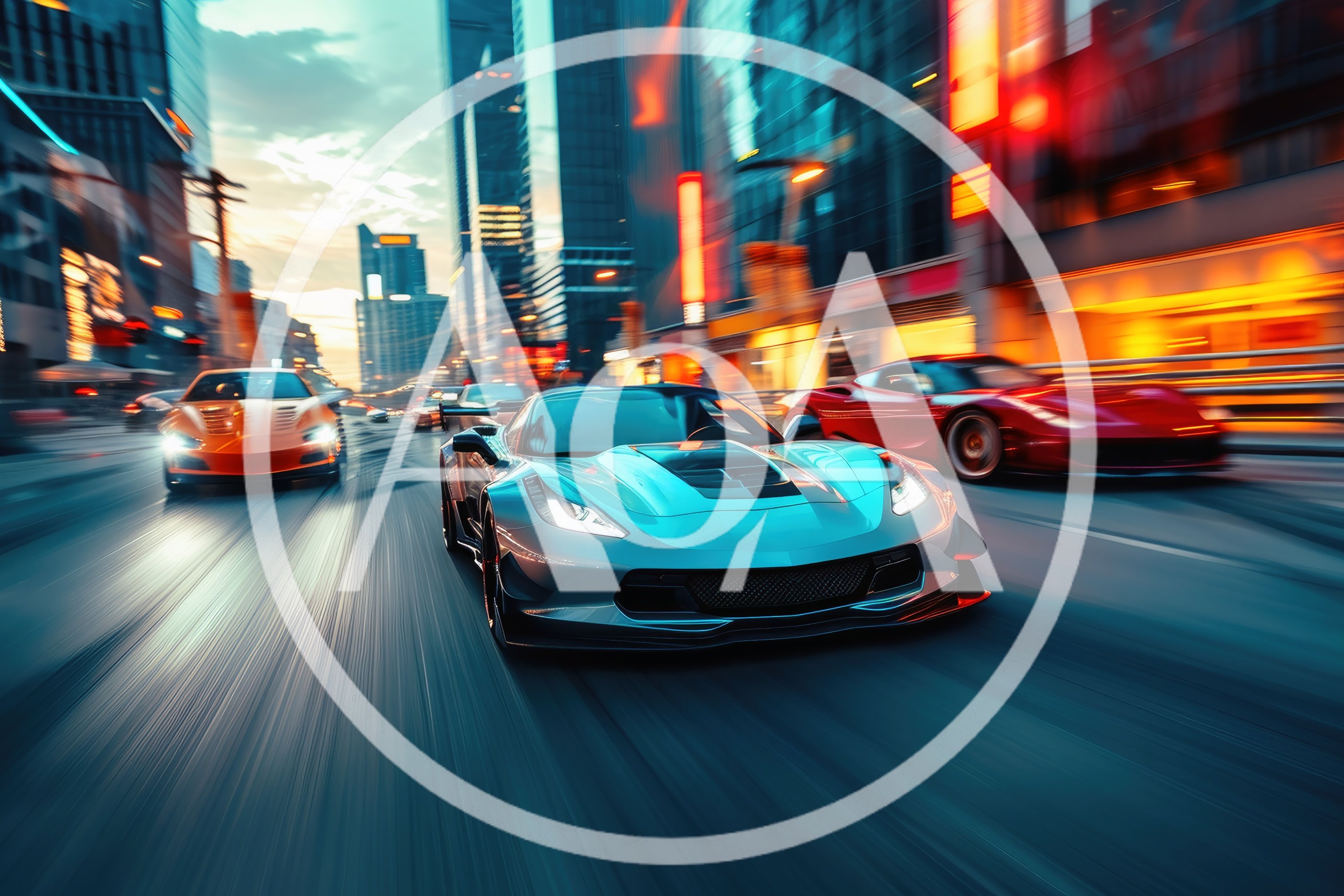 High Speed Supercars Racing Through Modern City Streets