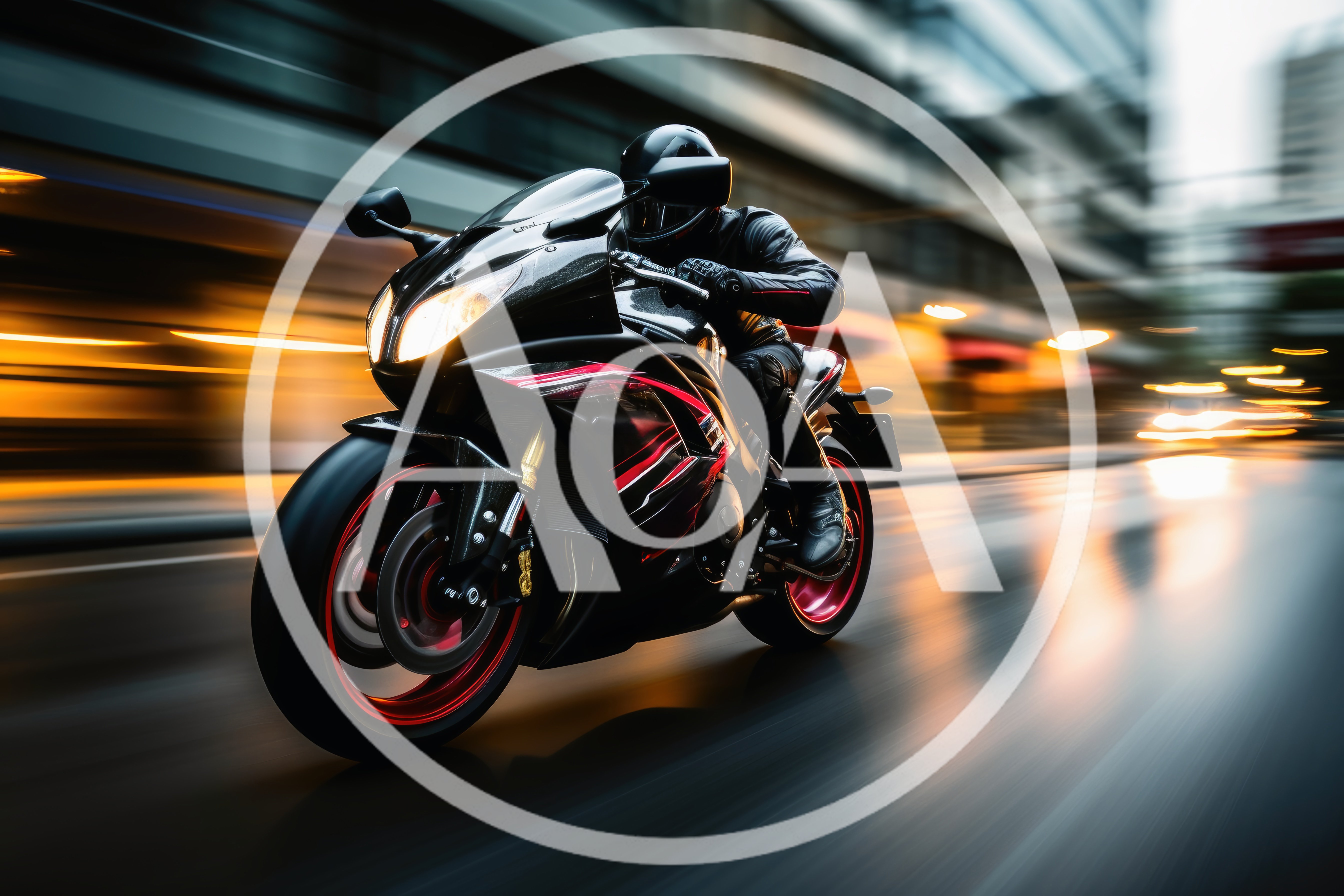 Sportbike Rider Speeding Through City Streets At Night