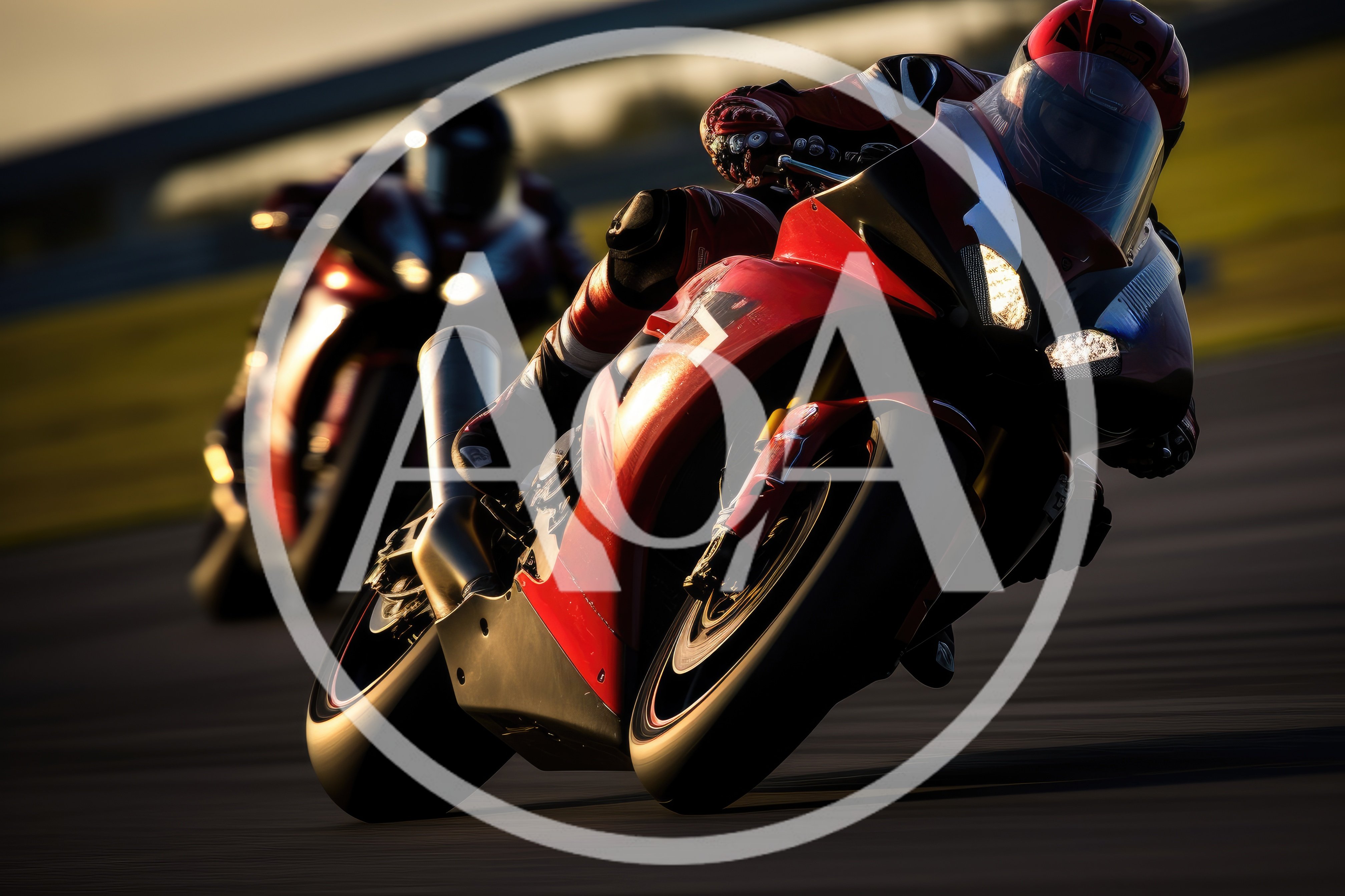 Professional Superbike Racers Cornering On A Racetrack