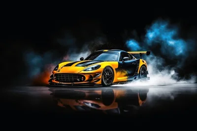 Yellow And Black Sports Car Drifting On Track