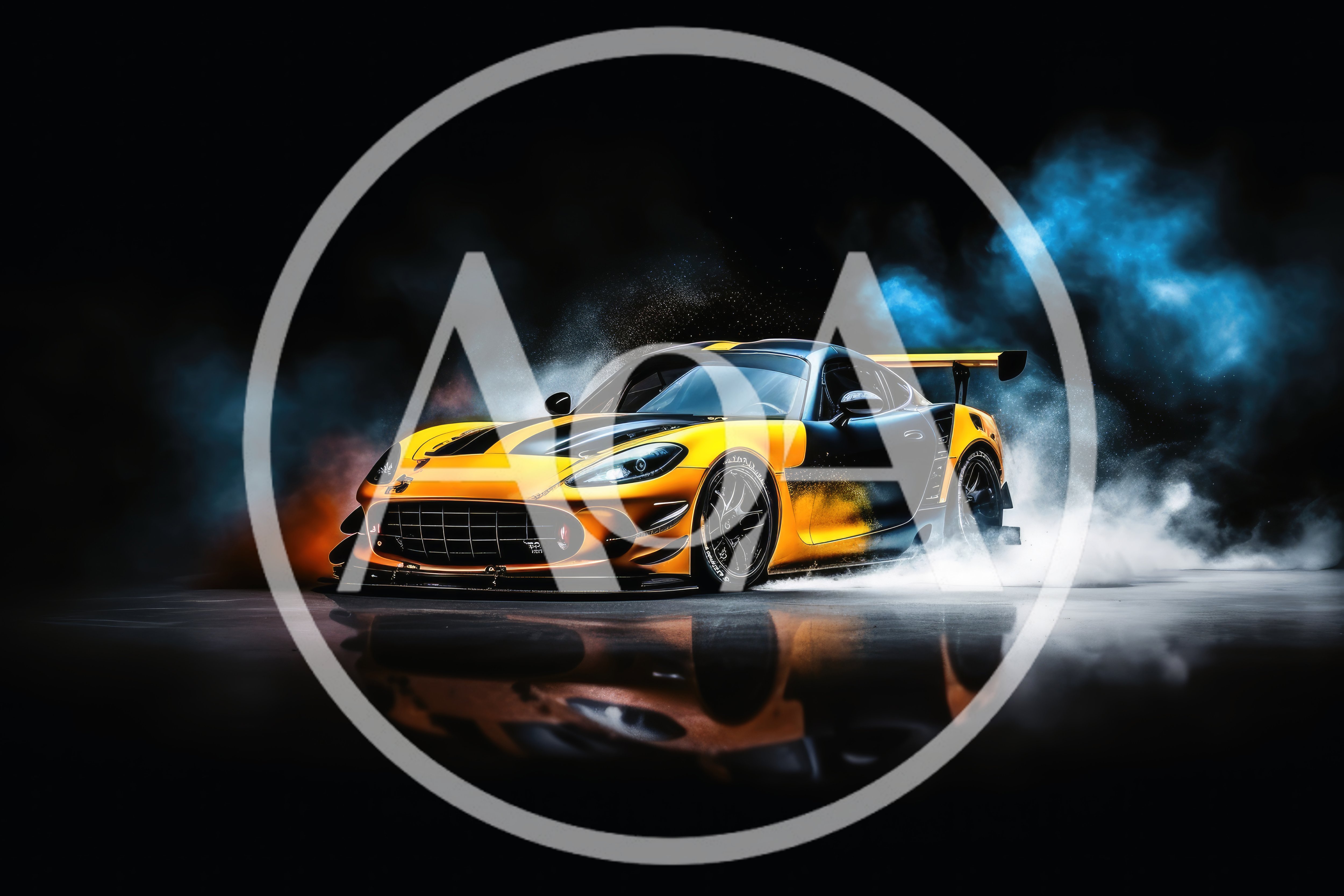 Yellow And Black Sports Car Drifting On Track