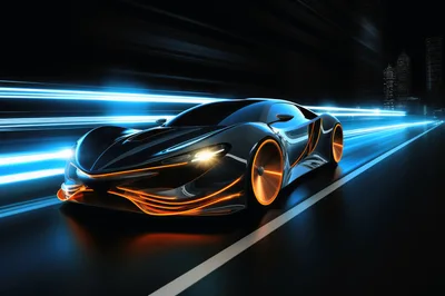 Futuristic Sports Car Speeding Through Night City