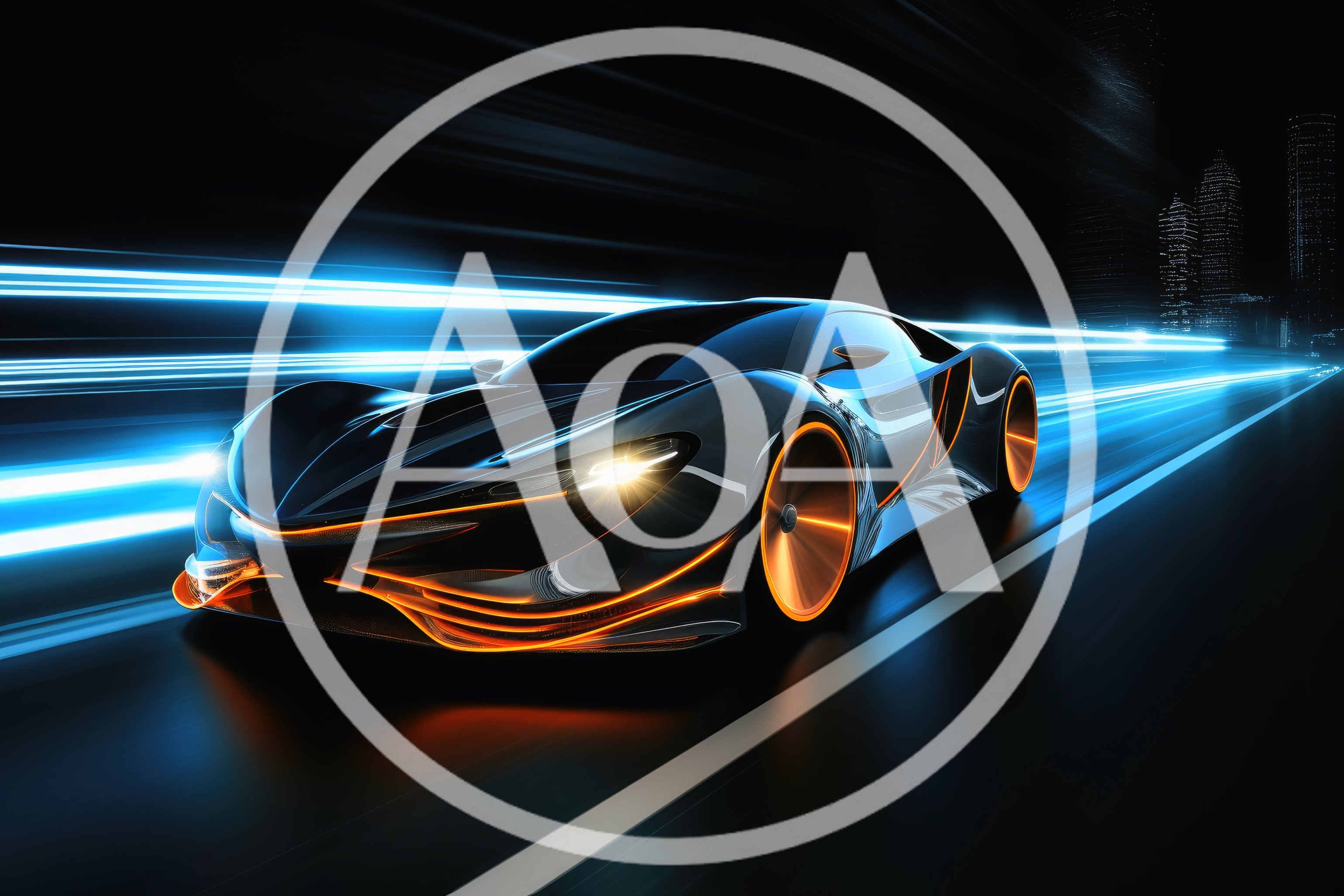 Futuristic Sports Car Speeding Through Night City