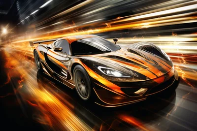 High Speed Sports Car Racing With Motion Blur