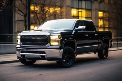 Black Pickup Truck Parked On City Street