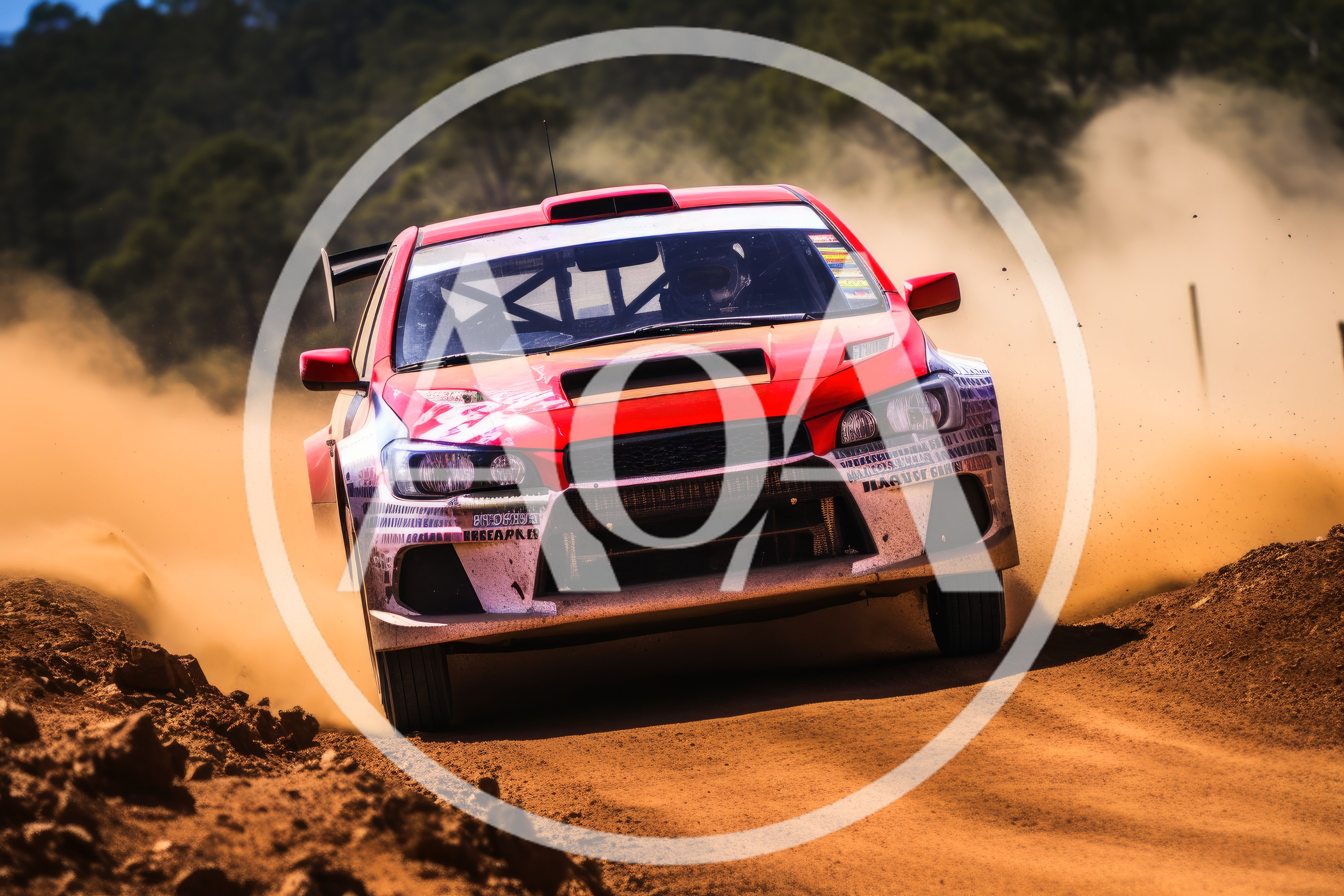 Red Rally Car Drifting On Dirt Track