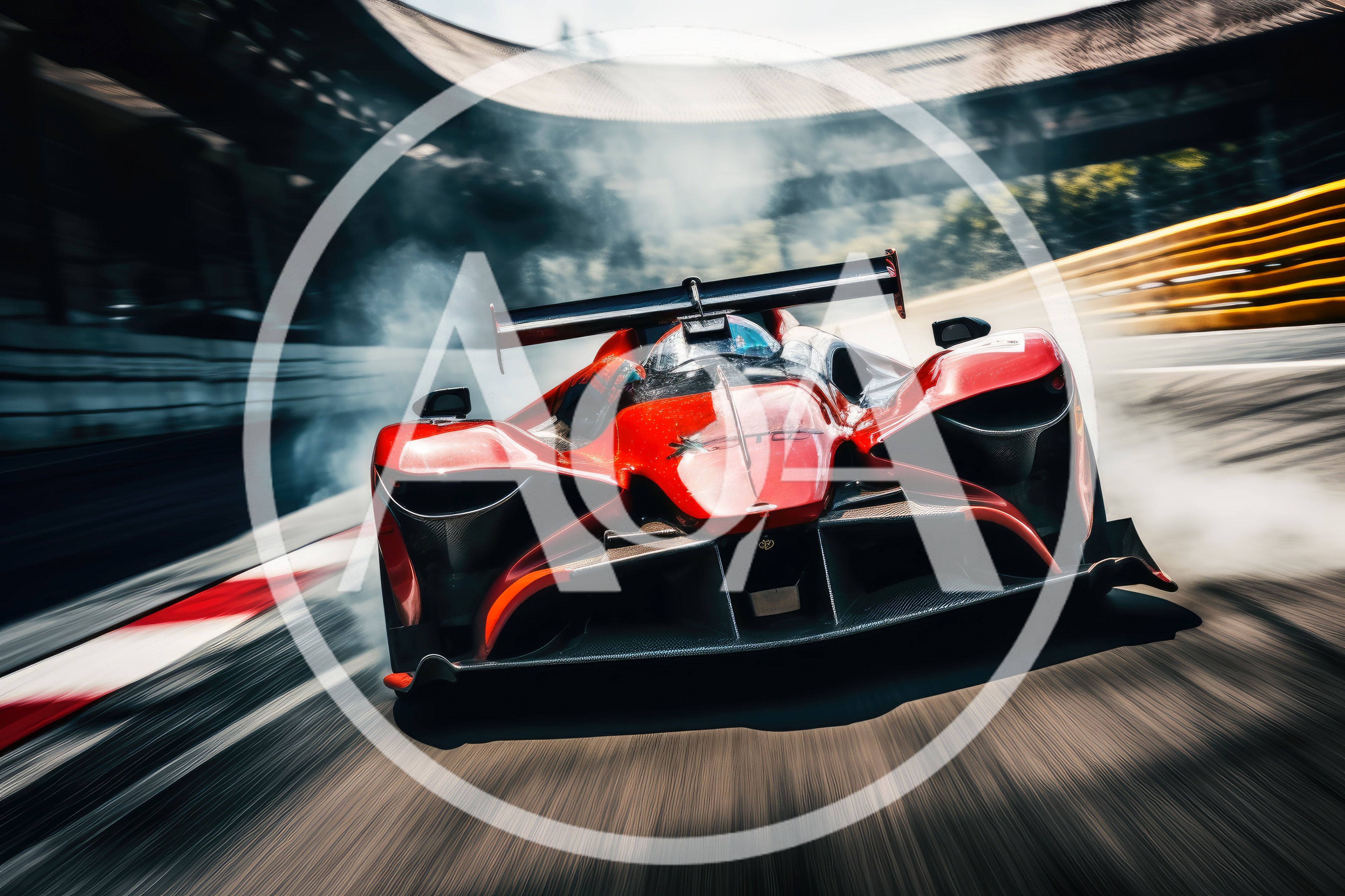 Red Racing Car Drifting On A Racetrack