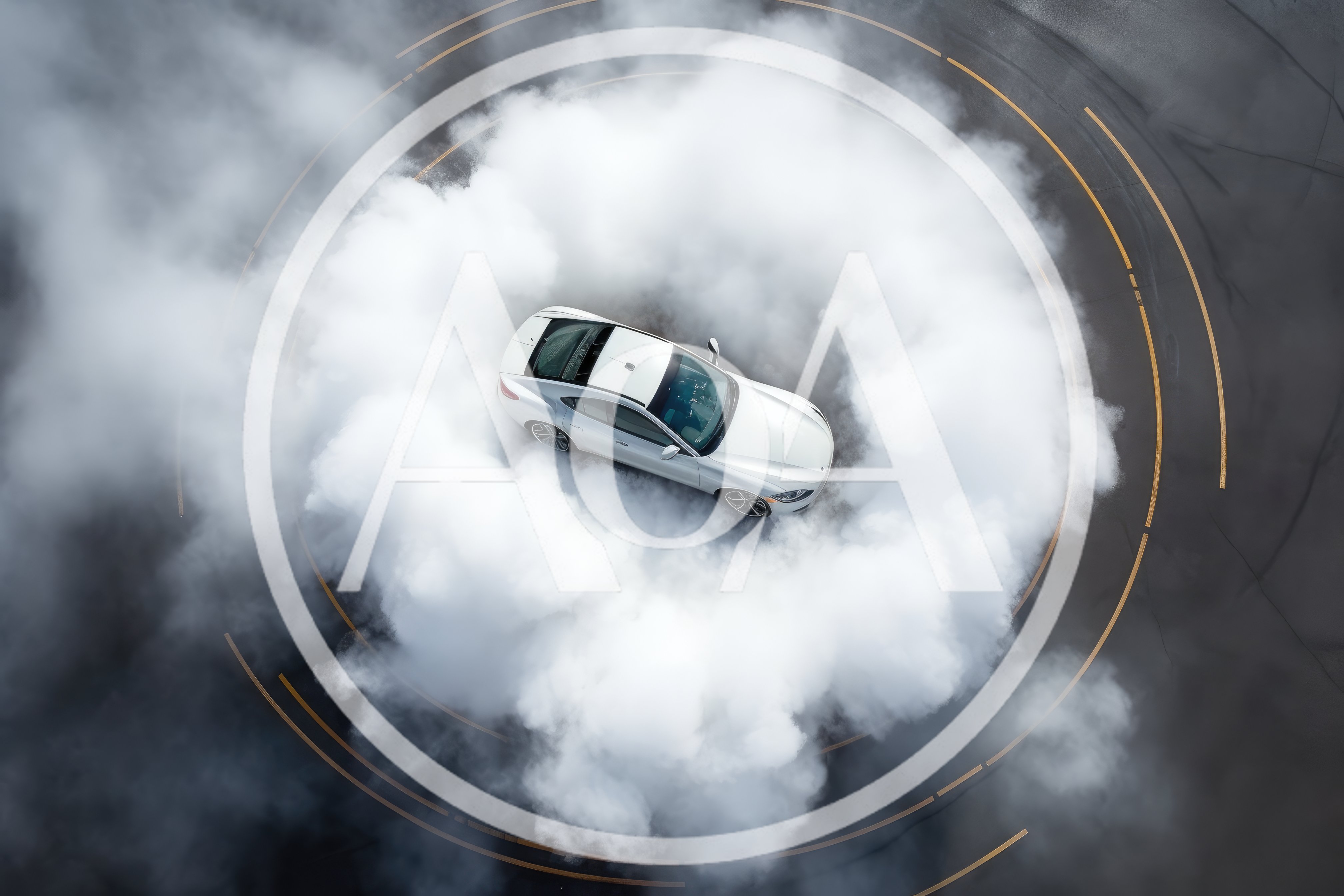 White Sports Car Performing A Drift Maneuver