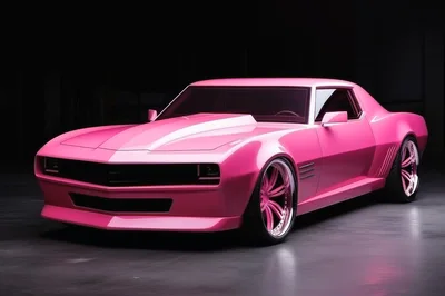 Custom Pink Muscle Car In Dark Studio