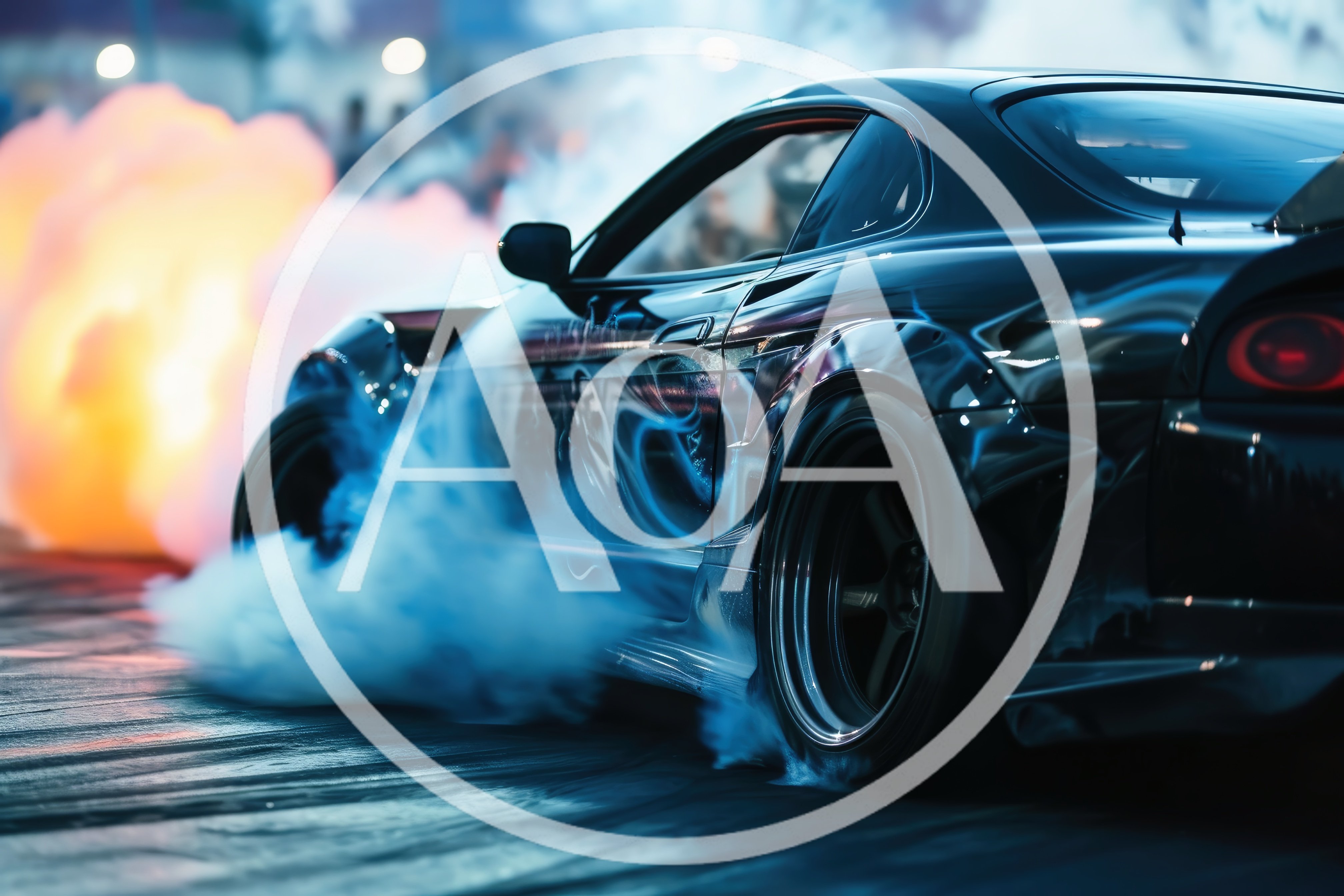 Black Toyota Supra Drifting With Tire Smoke