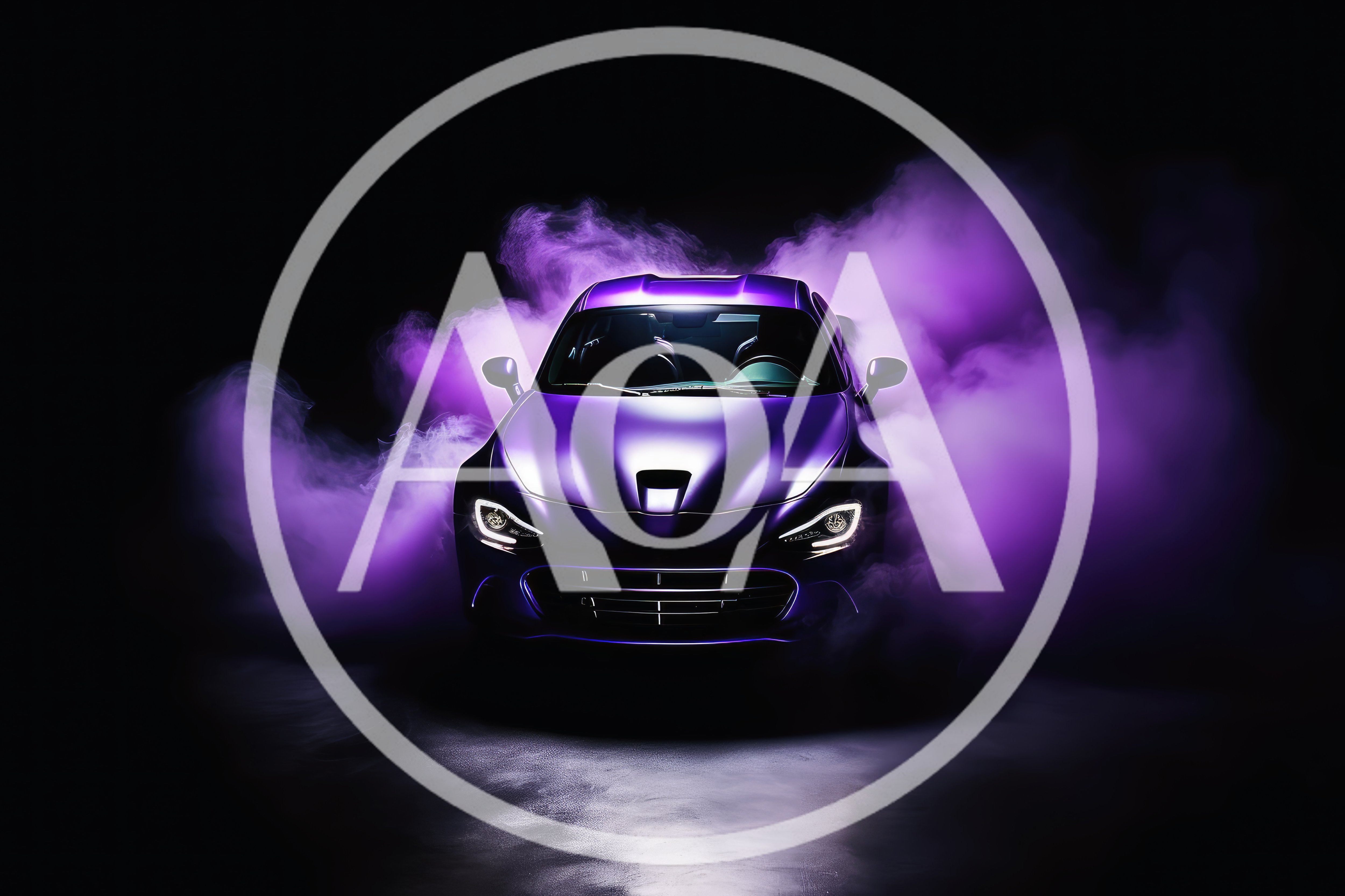 Purple Sports Car Surrounded By Thick Purple Smoke