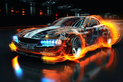 Futuristic Sports Car With Glowing Energy Trails